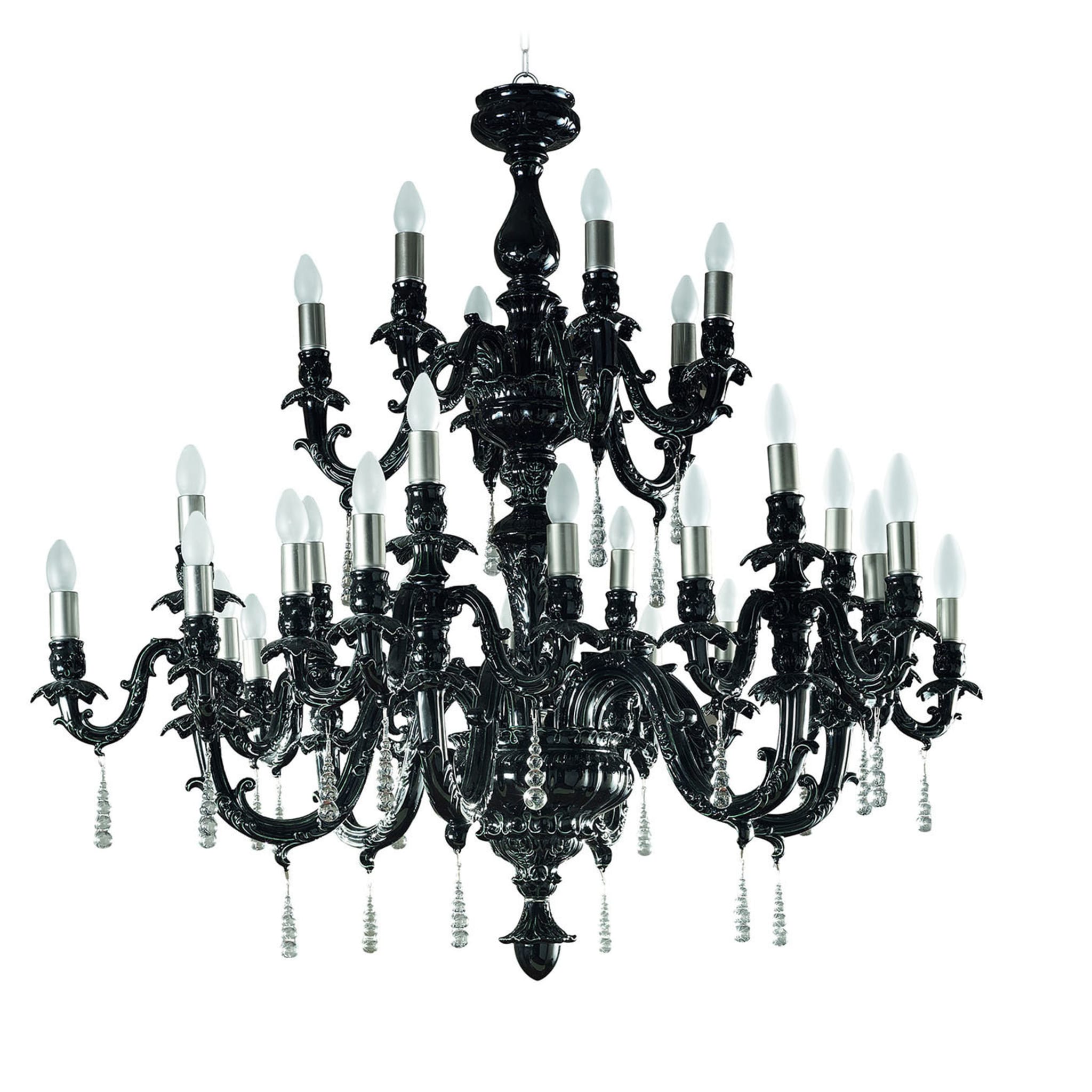 Capodimonte 30-Light Black Chandelier with Lampshades - Main view
