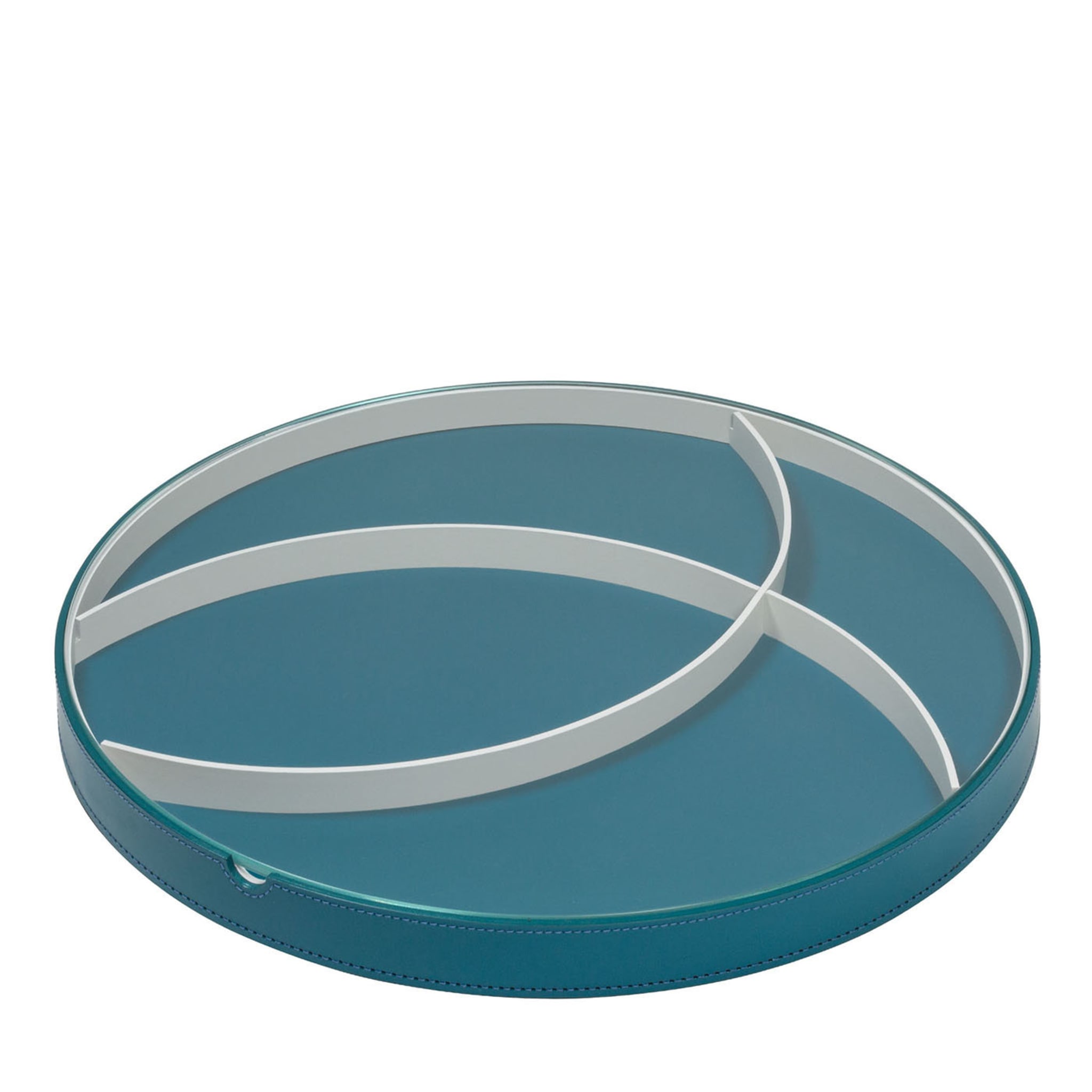 Orbit Petrol Blue Round Tray N. 2 with Dividers - Main view