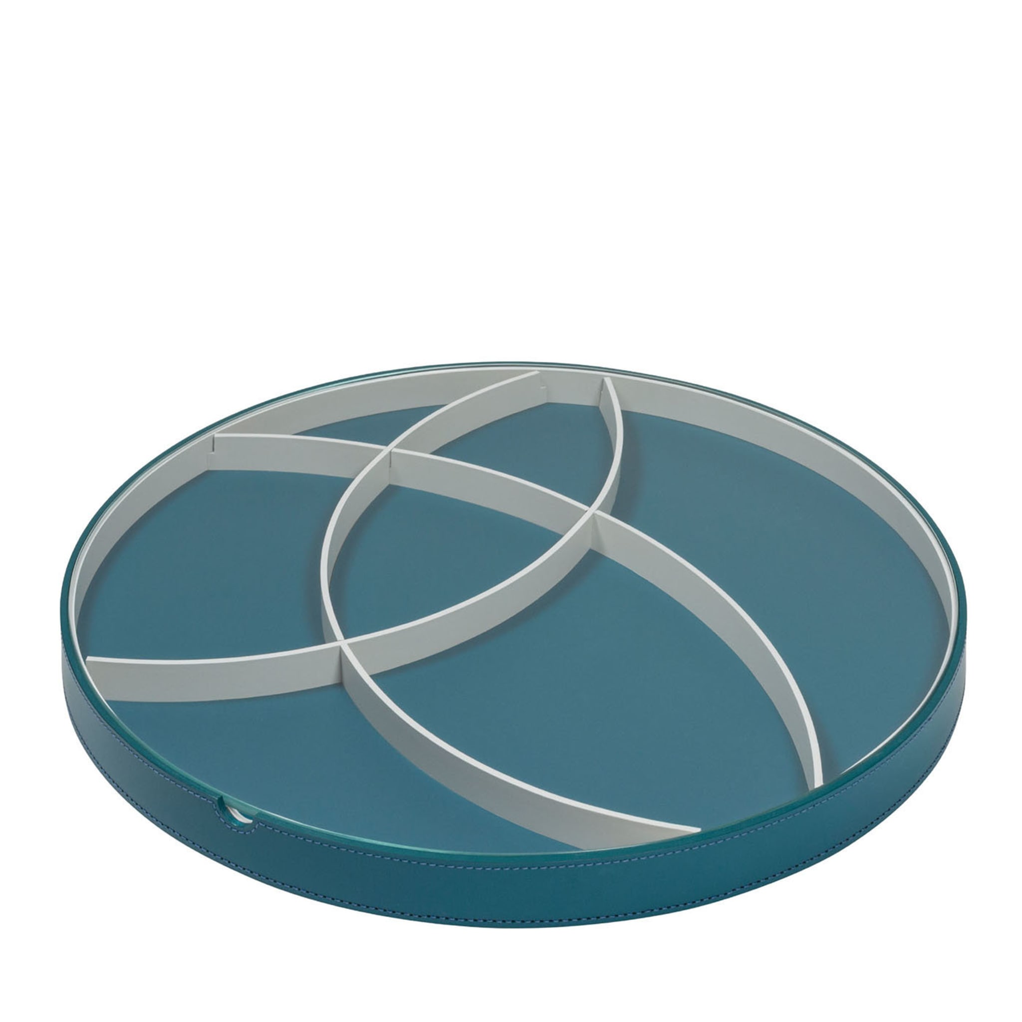Orbit Petrol Blue Round Tray N. 3 with Dividers - Main view