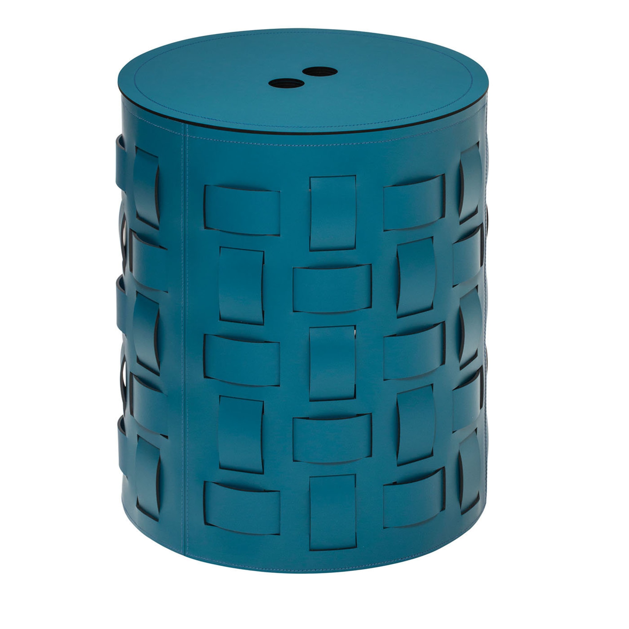 Lisbona N. 12 Petrol Blue Round Basket with Lid - Main view