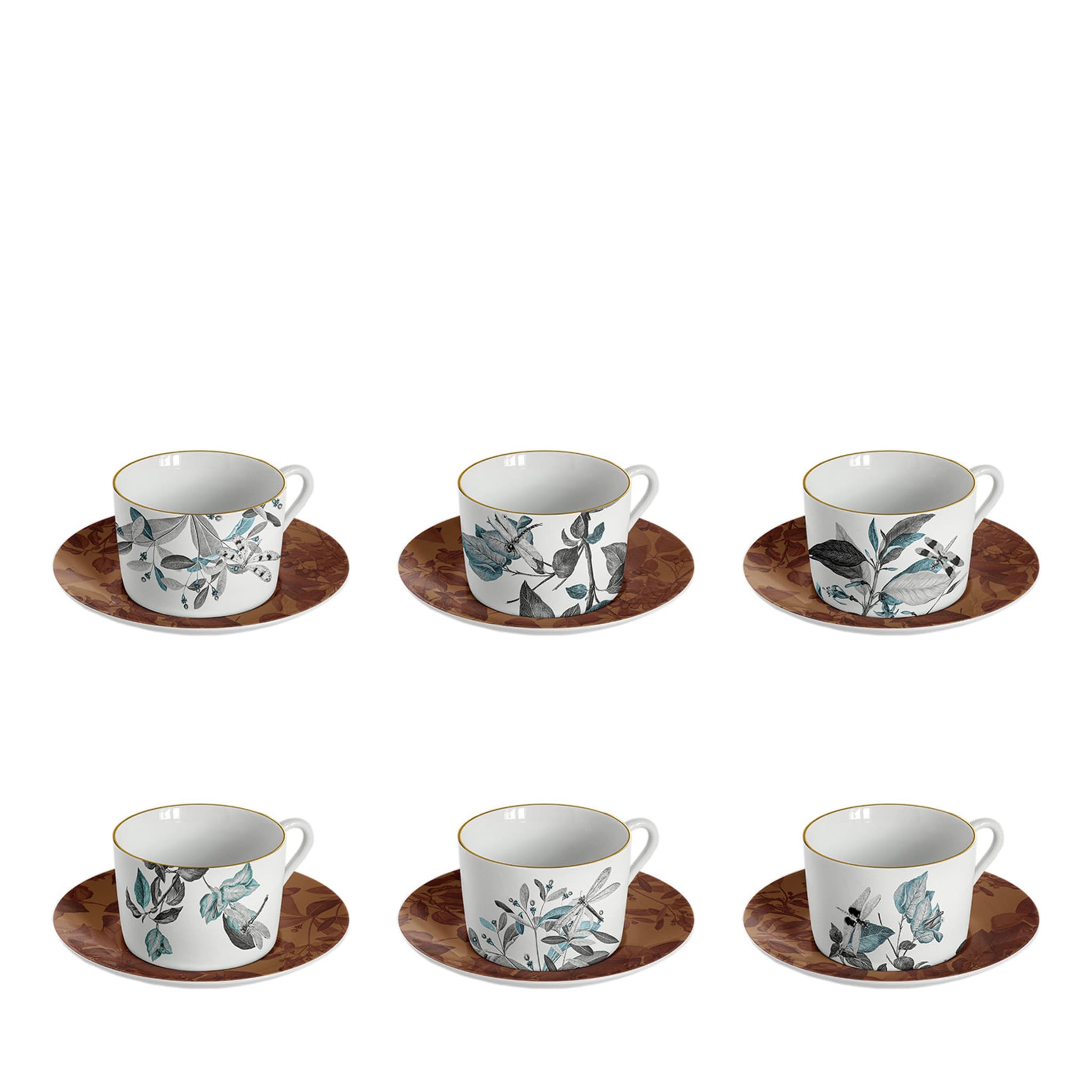 Black Dragon Pool Set Of 6 Porcelain Tea Cups - Main view