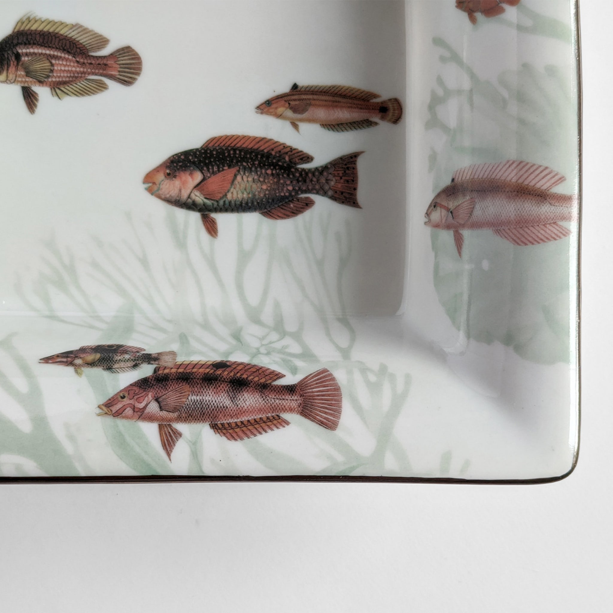 Amami Set Of Porcelain Ashtray And Vide-Poche With Tropical Fish - Alternative view 3