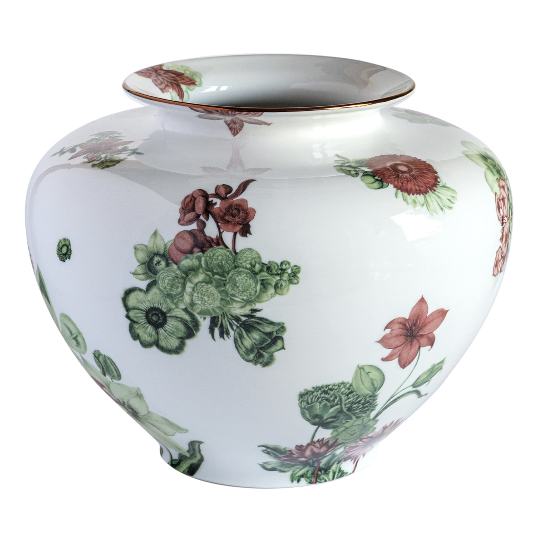 Amphora Porcelain Vase With Green And Red Flowers H24Cm - Main view