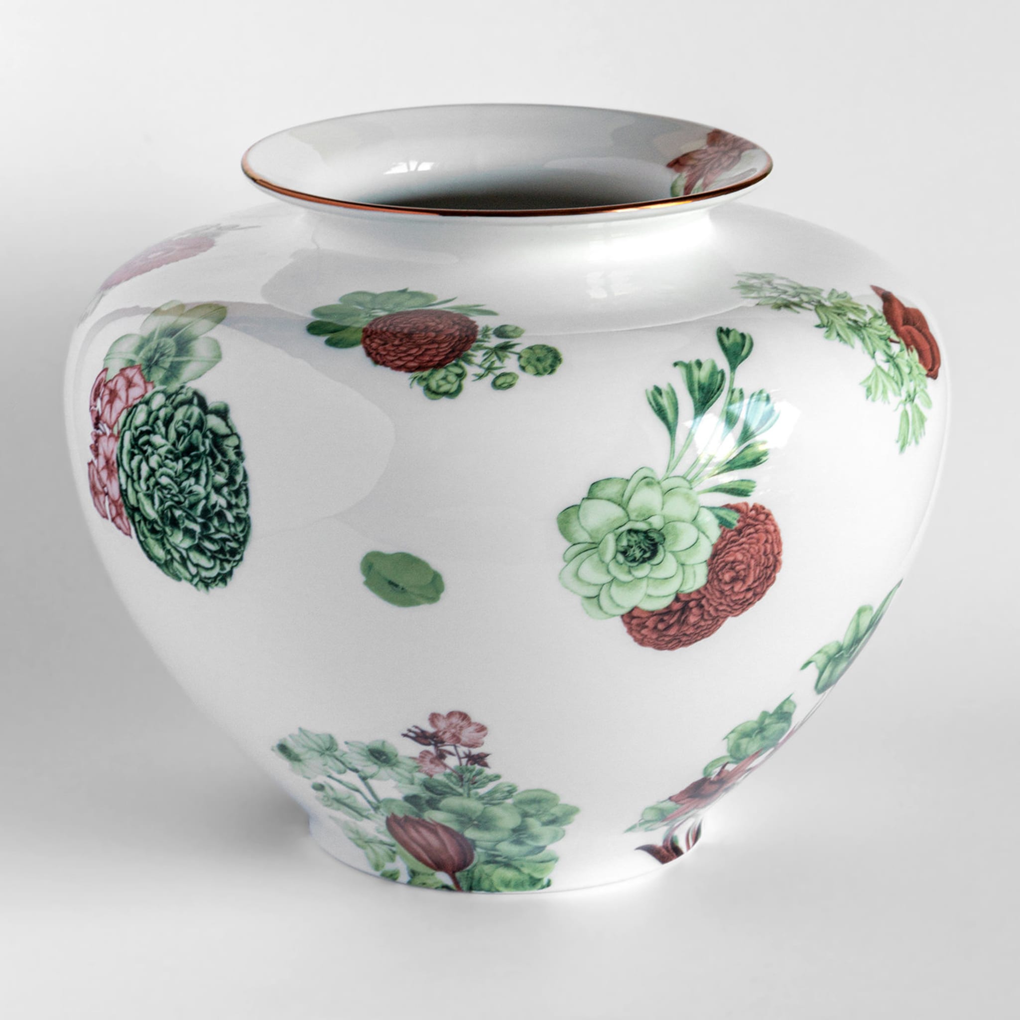 Amphora Porcelain Vase With Green And Red Flowers H24Cm - Alternative view 1