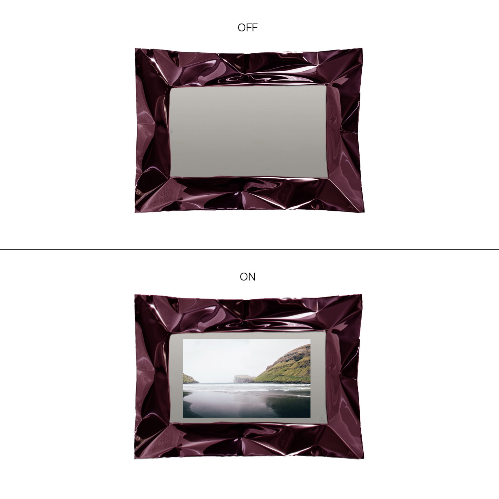 Lux burgunderfarbener spiegel TV von Marco Mazzei - Alternative Ansicht 1