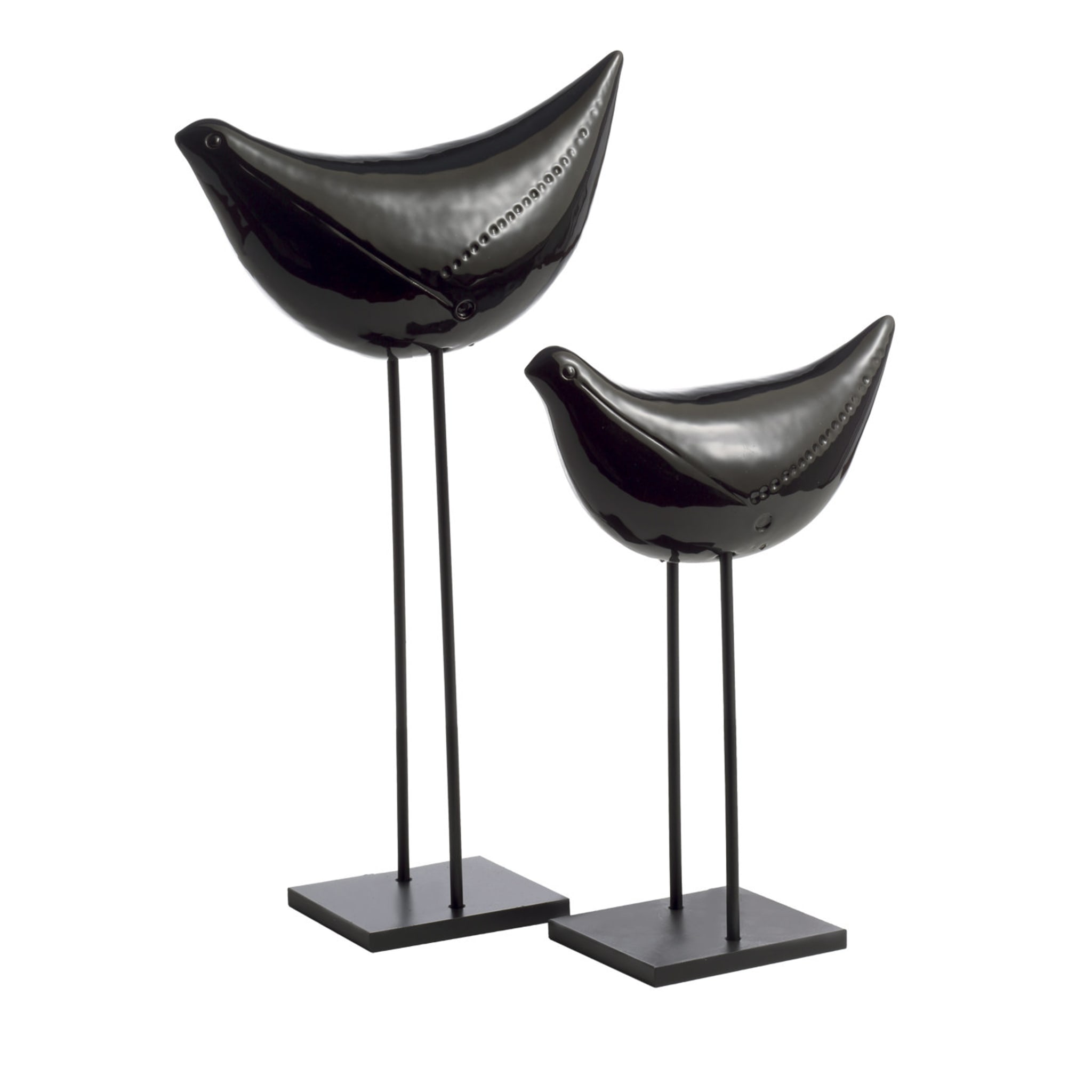 Set of 2 Black Birds Sculpture by Aldo Londi - Main view