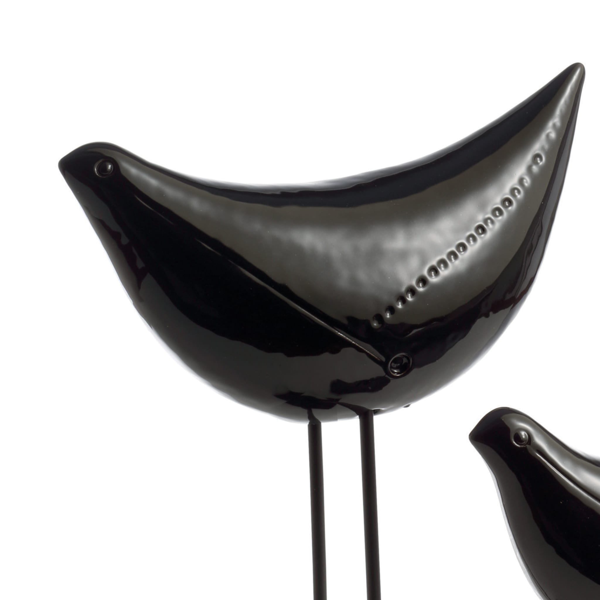 Set di 2 uccelli neri scultura di Aldo Londi - Vista alternativa 1