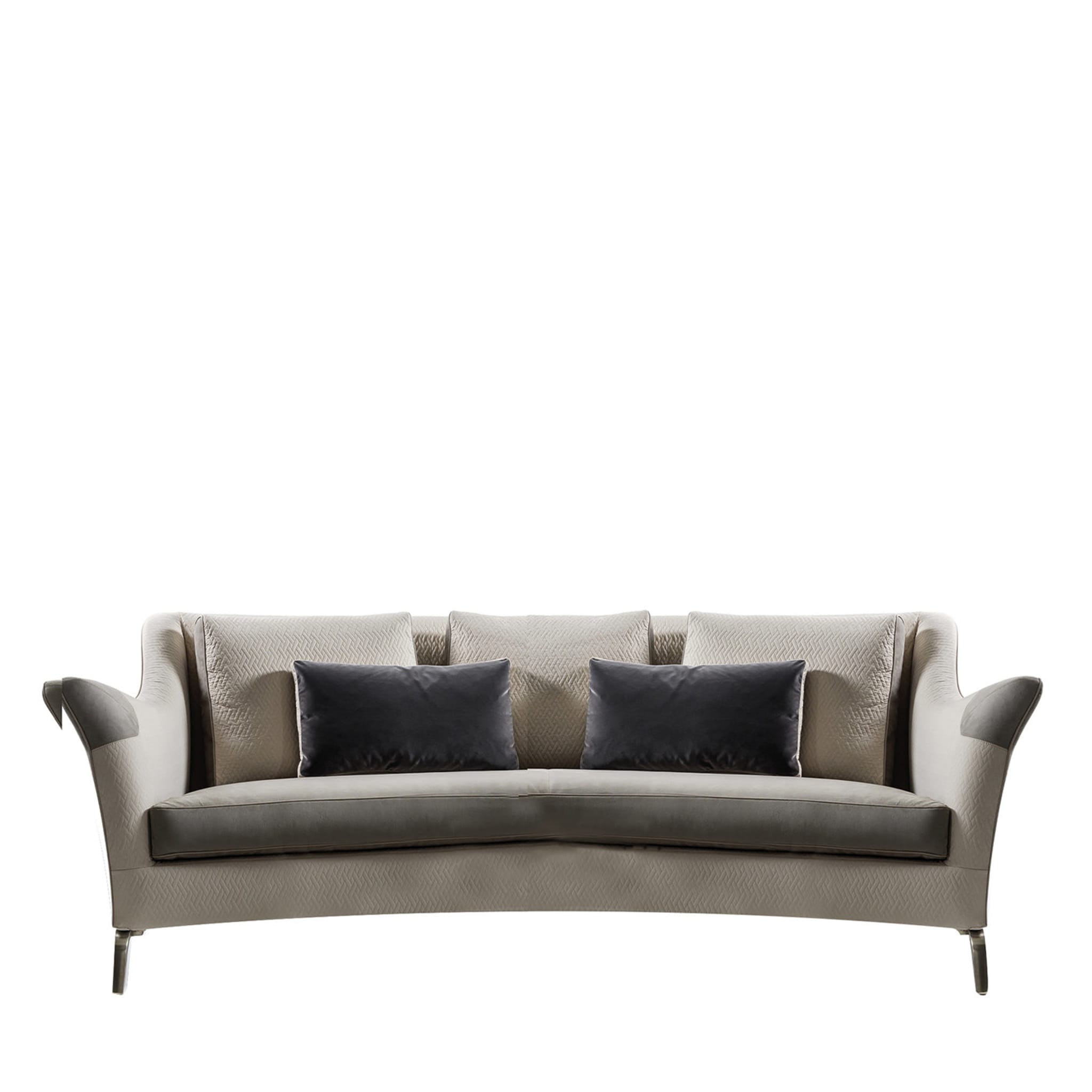 Patterned Beige and Taupe Sofa - Main view