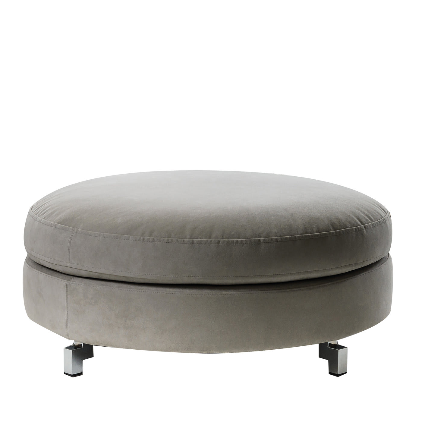 Large Round Gray Ottoman - Palmobili