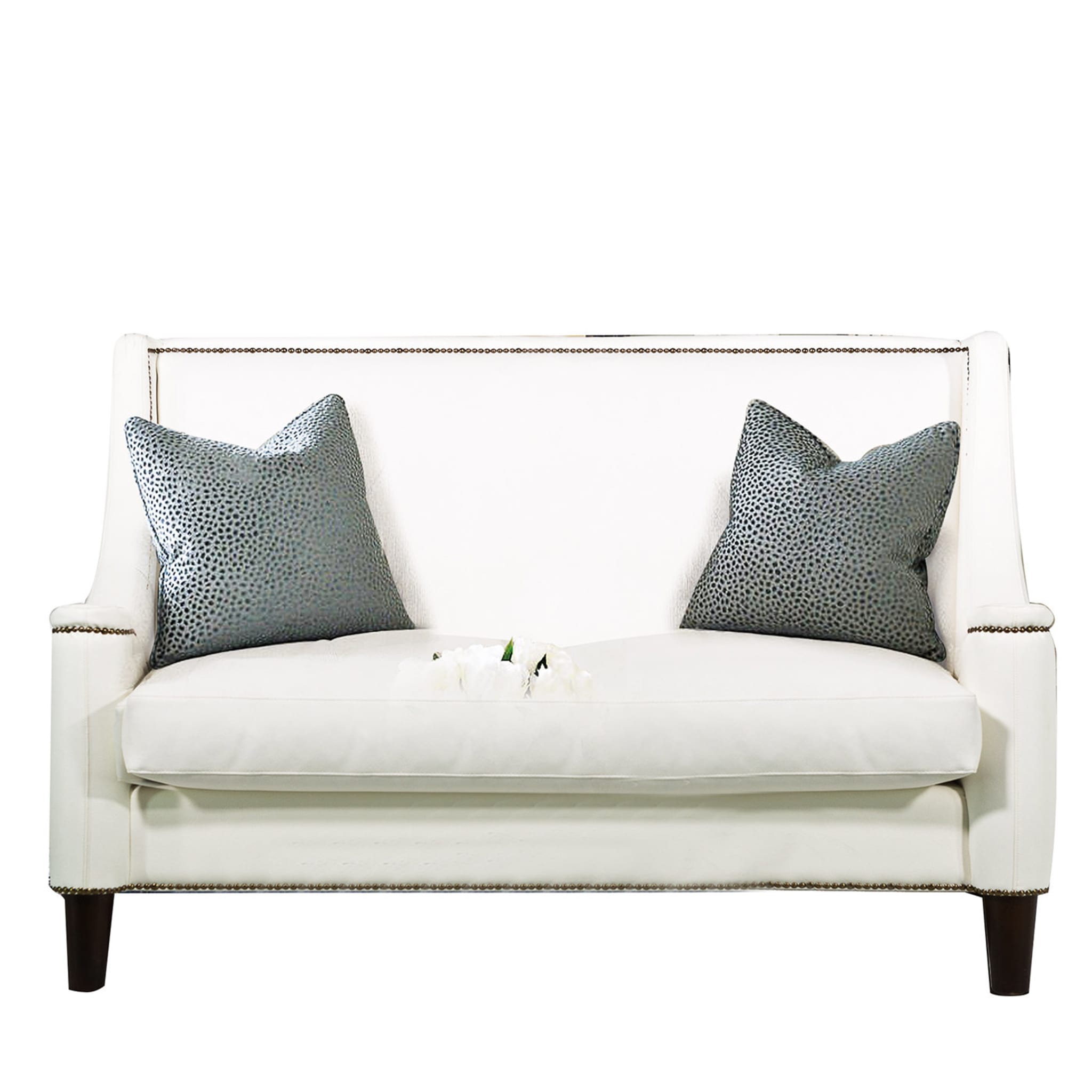 Studded Off-White Loveseat - Main view