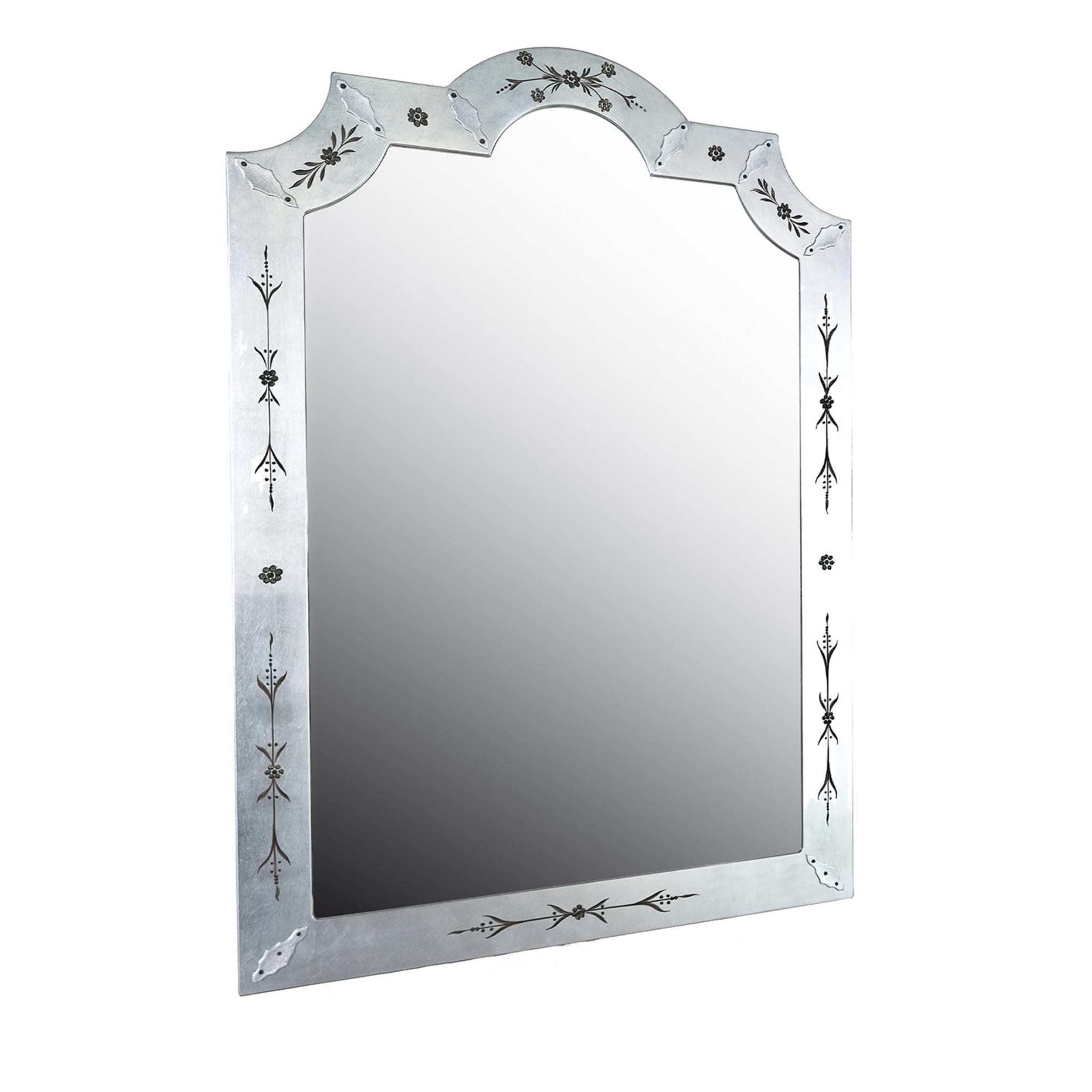 Espejo de hoja de plata con flores - Vista principal