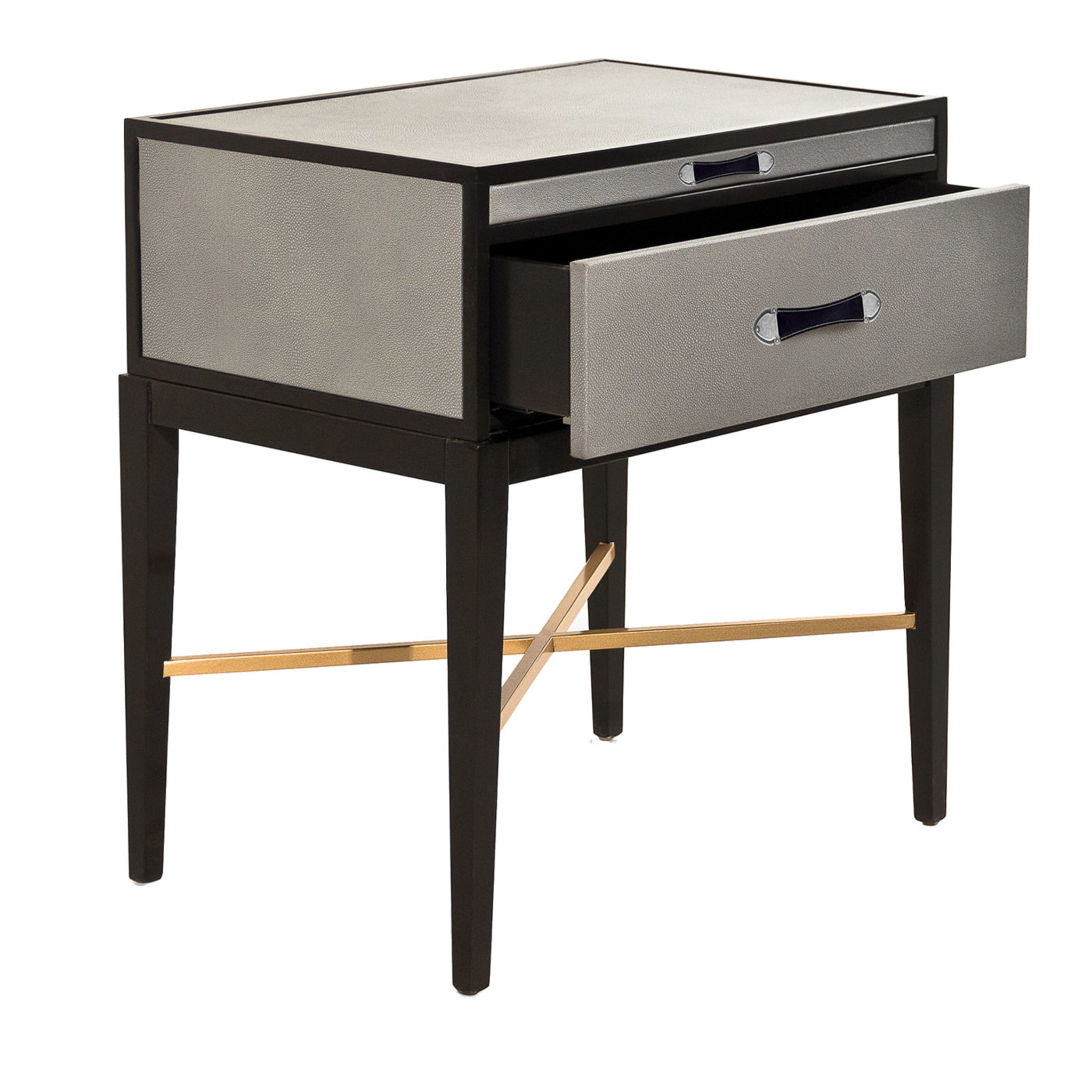 Contemporary Gray and Black Nightstand - Main view