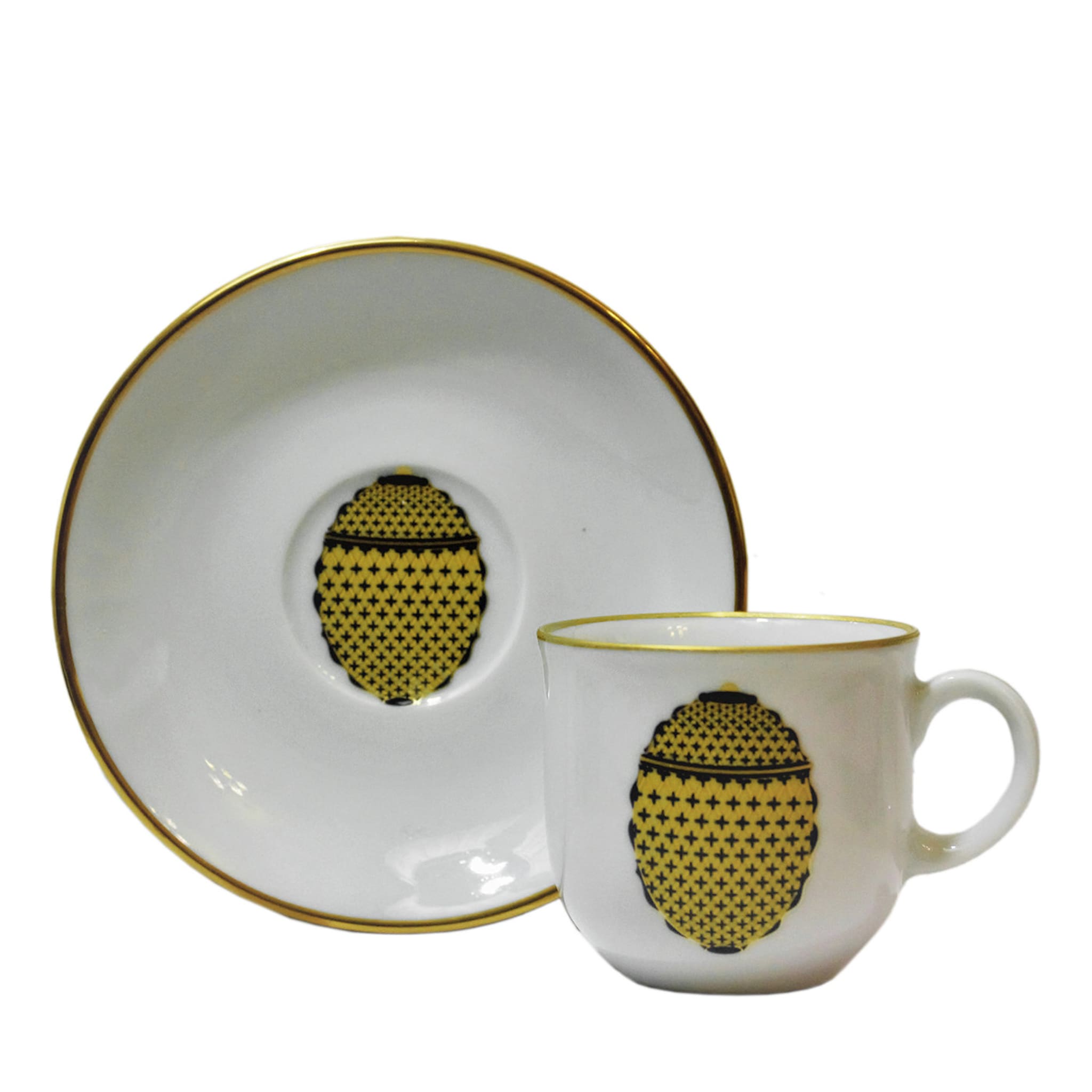 Tazzina da caffè gialla con piattino UOVO - Set di 4 pezzi - Vista principale