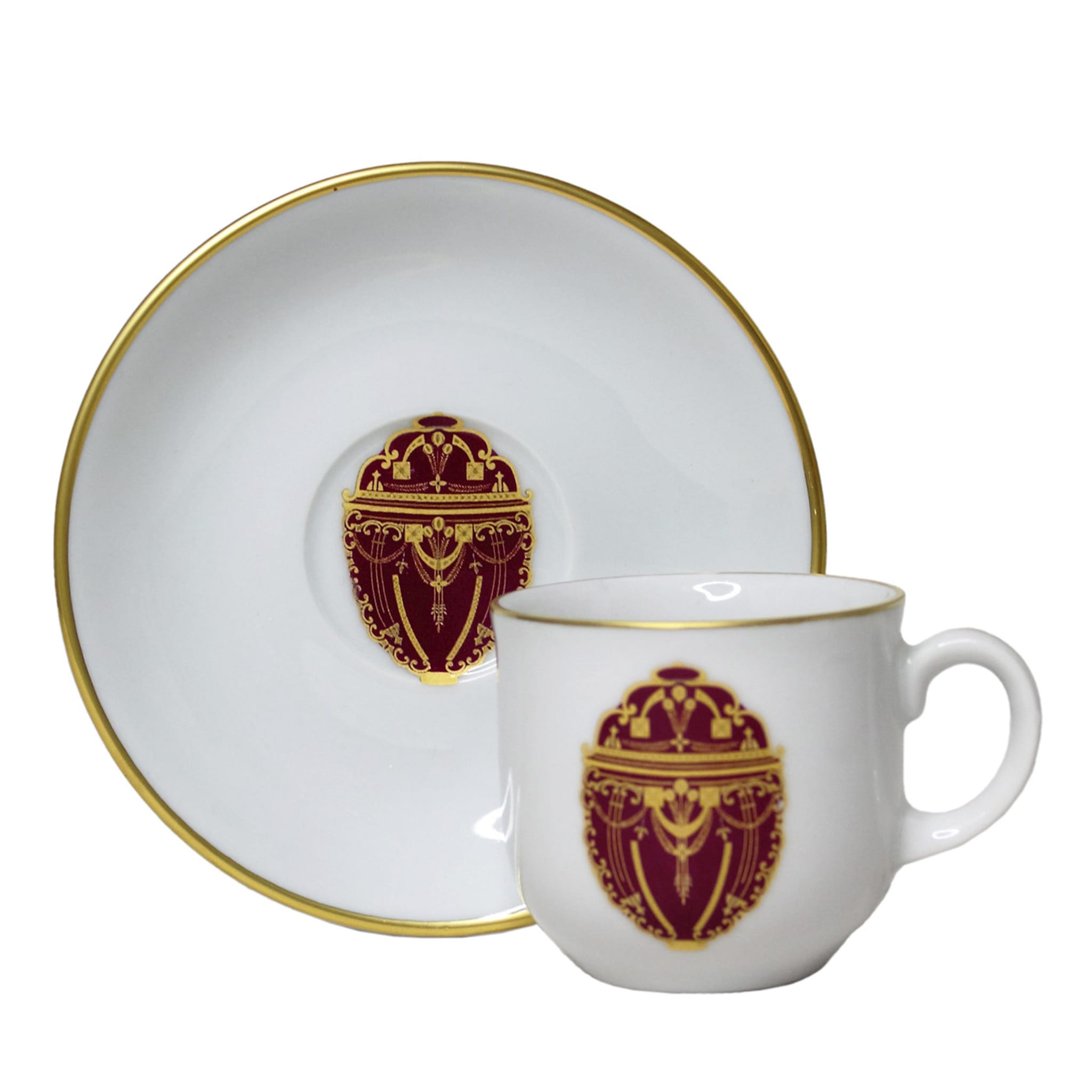 UOVO Bordeaux Coffee Cup with saucer - Set of 4 - Main view