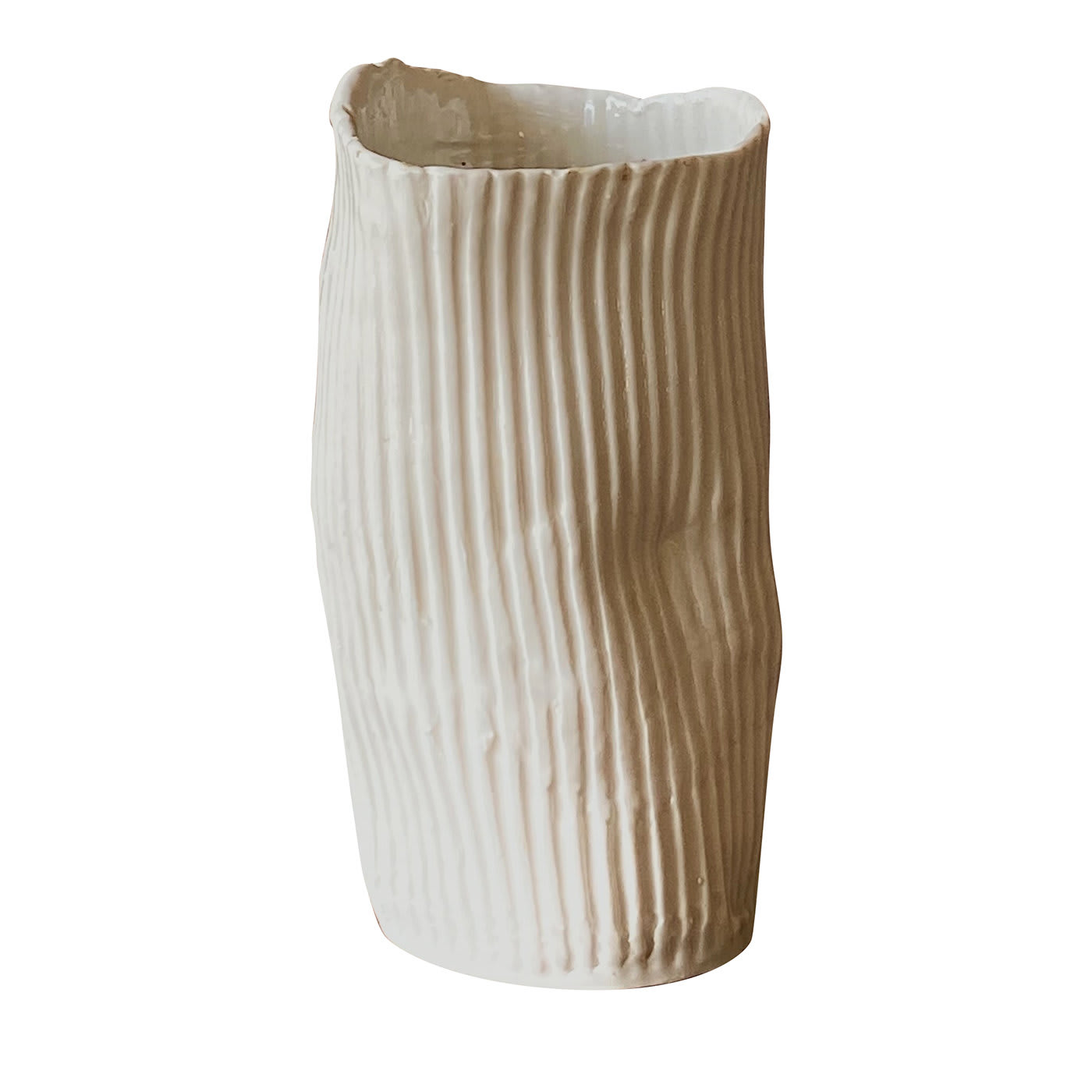 Large Ribbed Vases - White Porcelain Florence