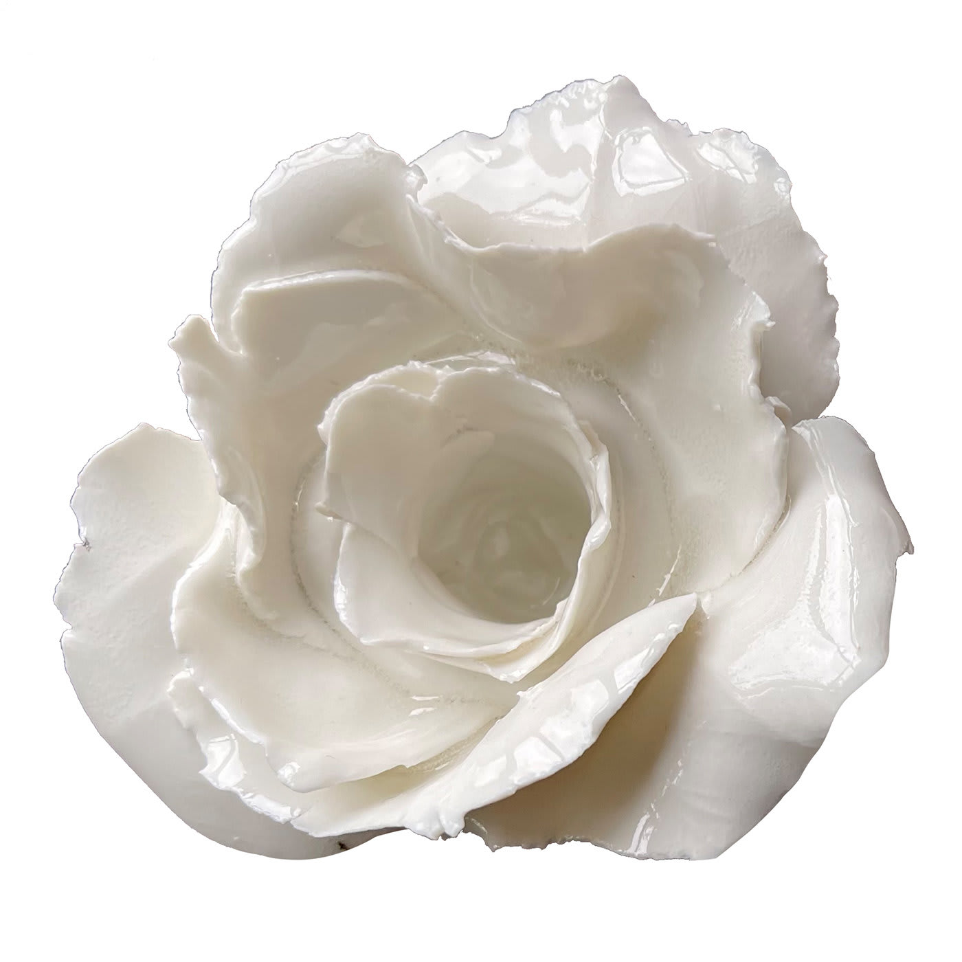 Set of 2 Rose Candleholders - White Porcelain Florence