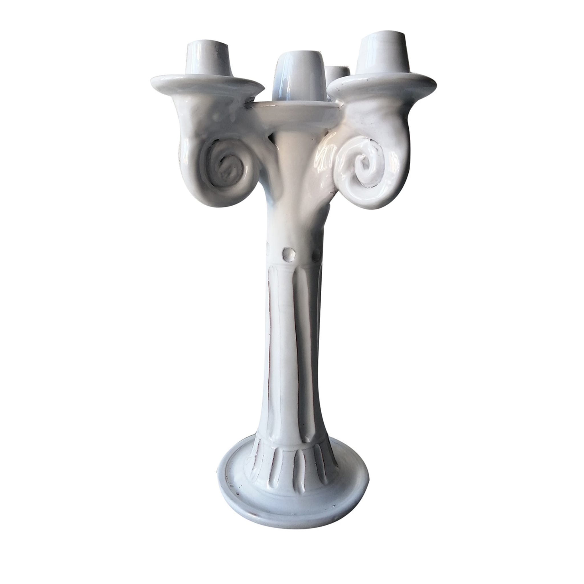 Set of 2 White Engraved Candelabras - Main view