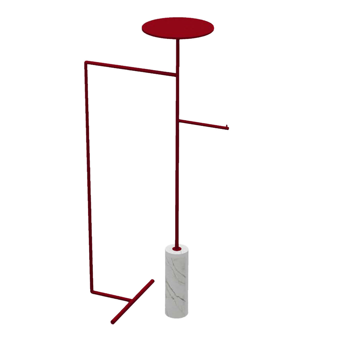 Stelo White Carrara and Red Coat Hanger with Stand - Nunzia Ponsillo