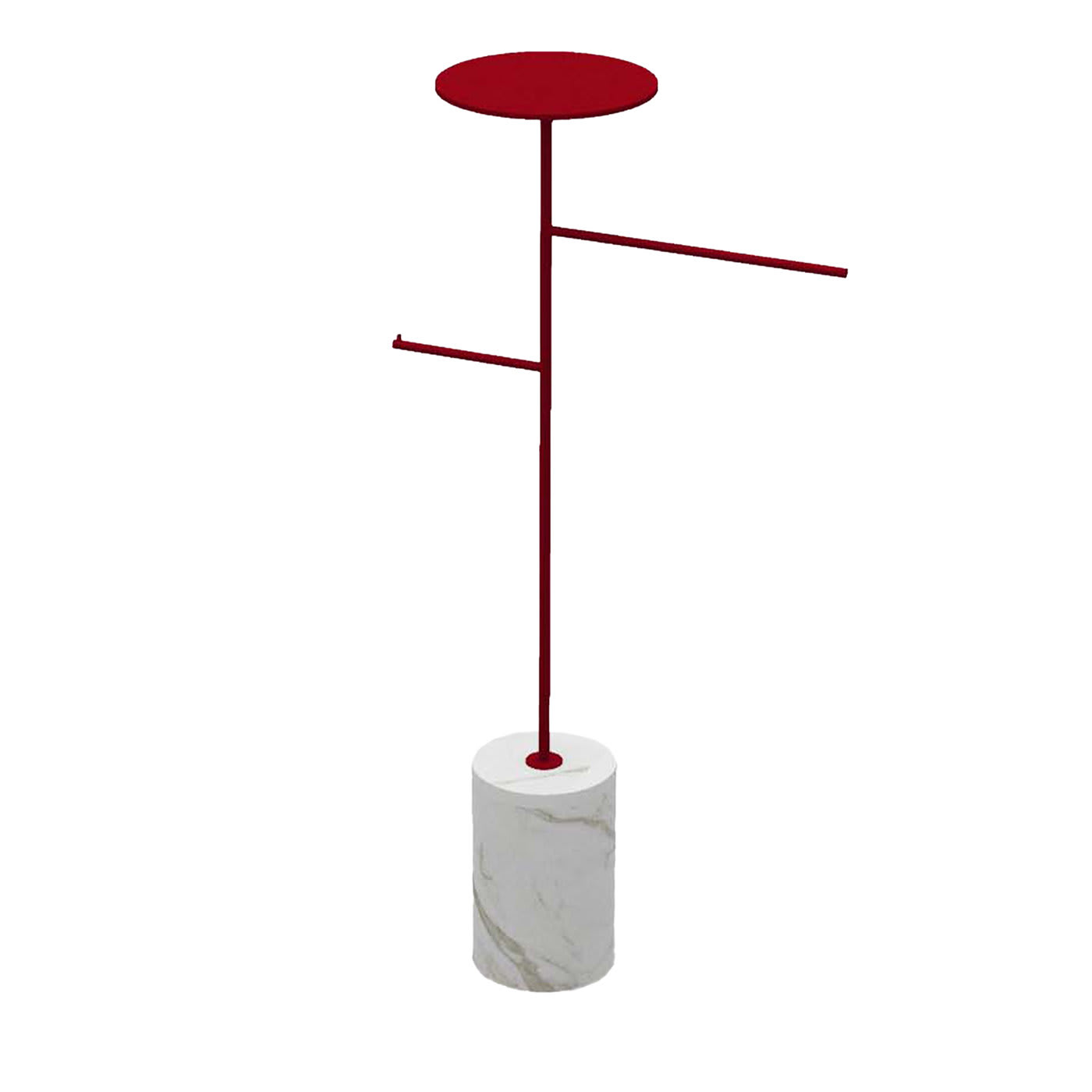 Stelo White Carrara and Red Coat Hanger and Object Rack - Nunzia Ponsillo