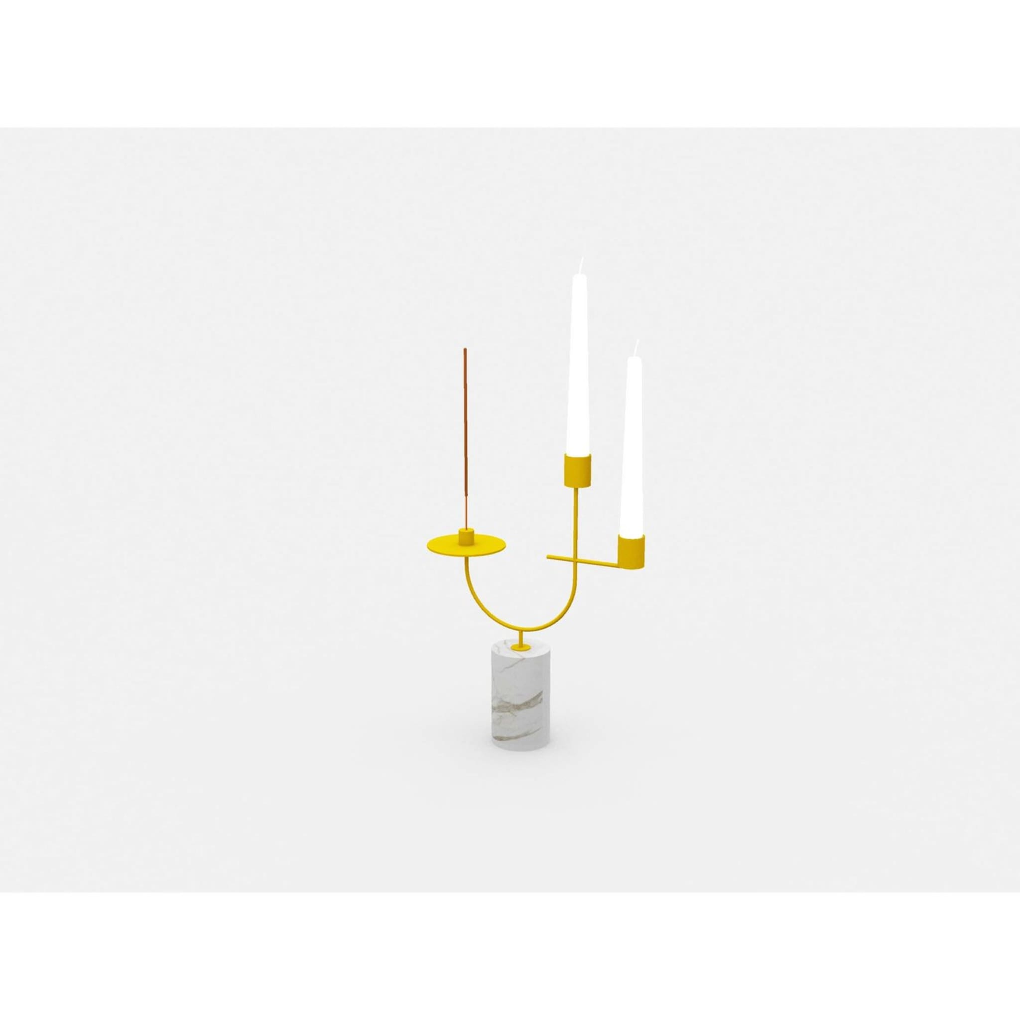 Equilibrista White Carrara and Yellow Candle and Incense Holder - Alternative view 1
