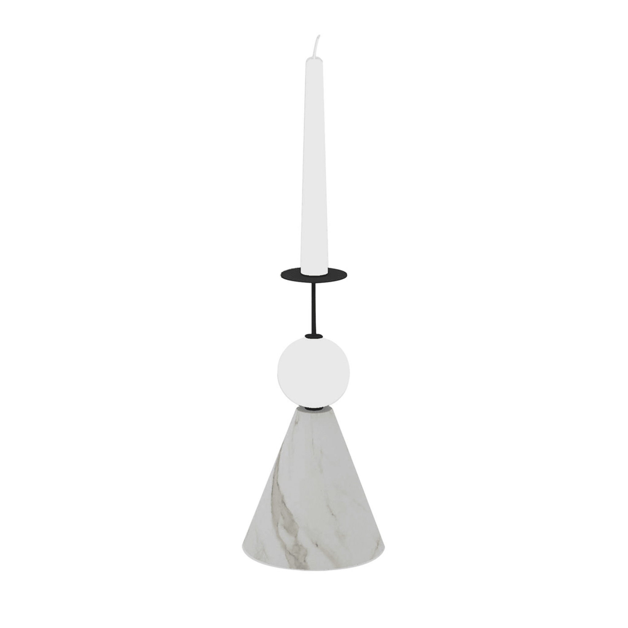 Raccontami Weißer Carrara, Schwarzer und weißer konischer Kerzenständer - Hauptansicht