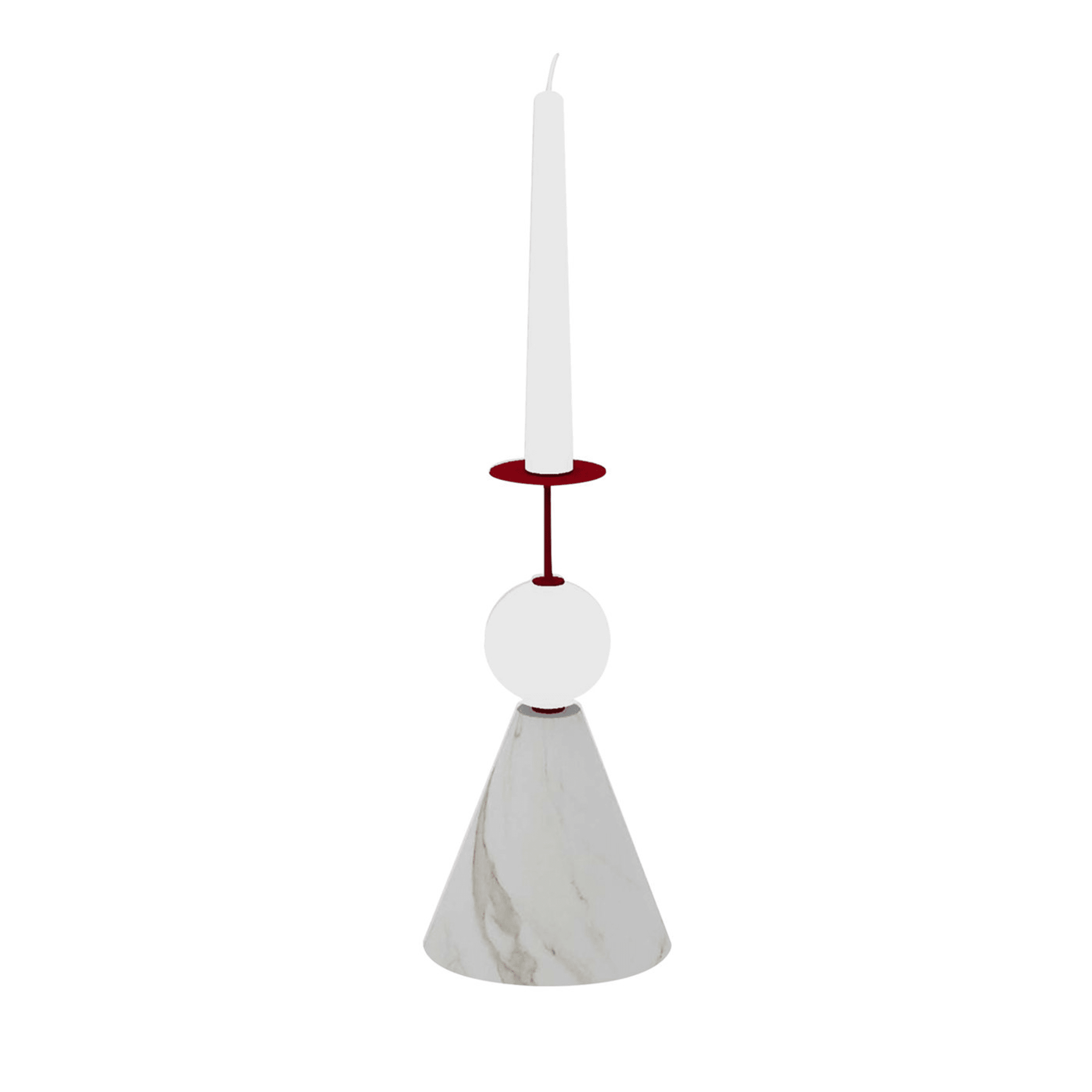 Raccontami White Carrara, Red and White Candle Holder - Main view