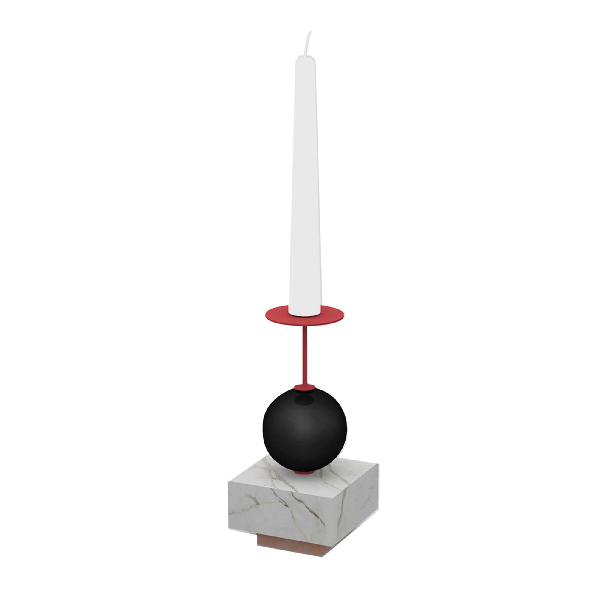 Raccontami White Carrara, Black and Red Candle Holder - Main view
