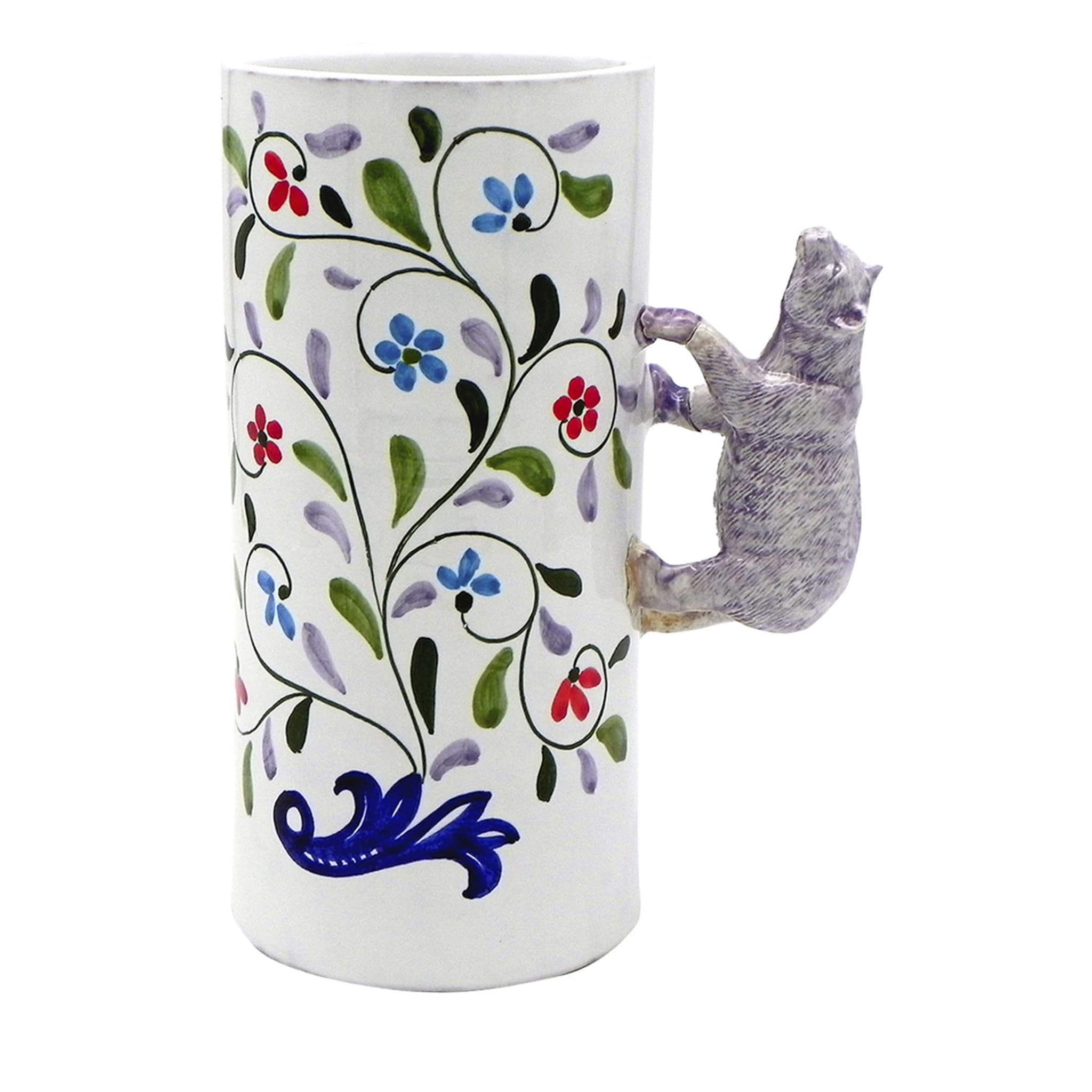 A MENAGERIE OTTOMAN – TALL HANDPAINTED CERAMIC VASE - Main view