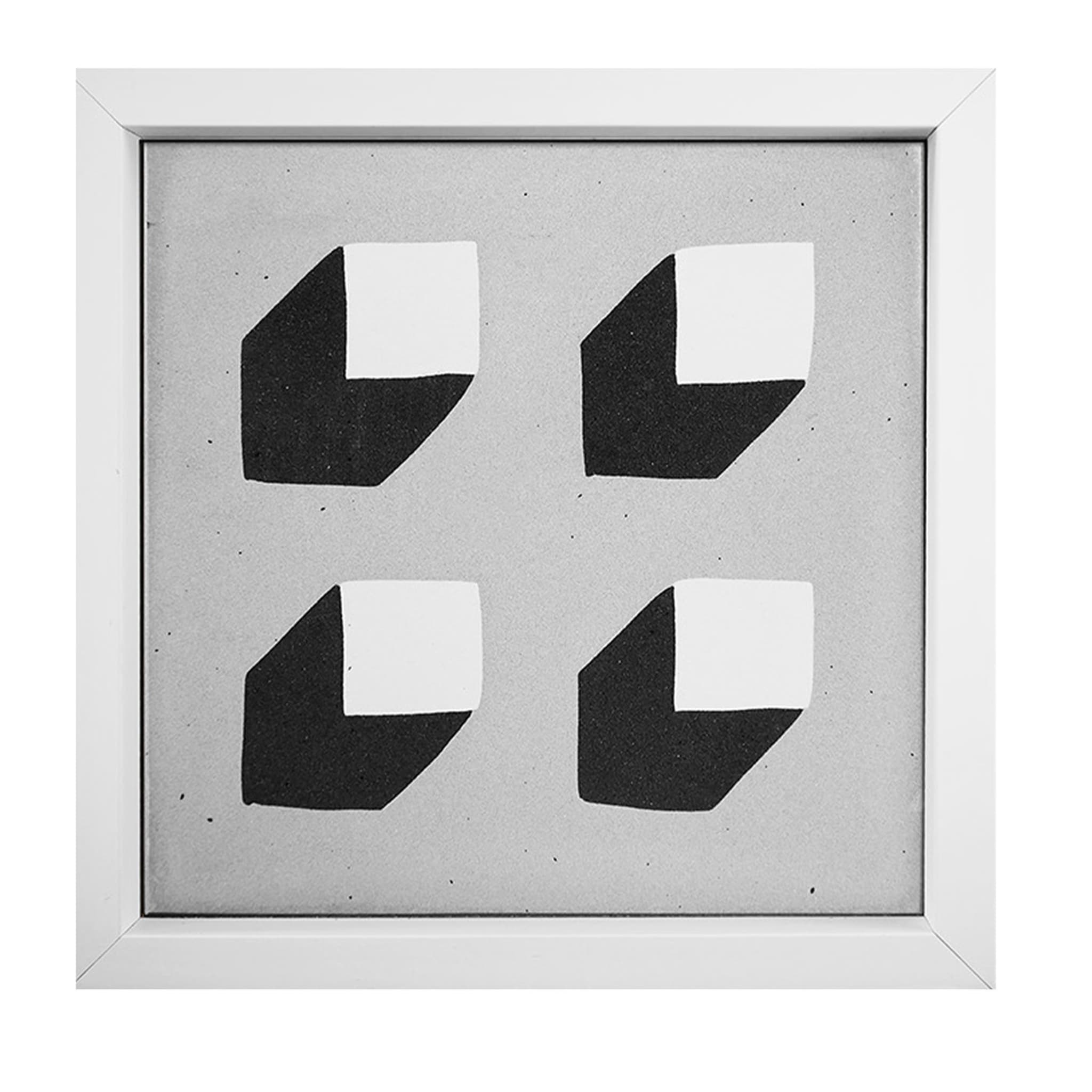 Baldosa de cemento V tradicional con marco blanco de Vincenzo D'Alba - Juego de 4 - Vista principal