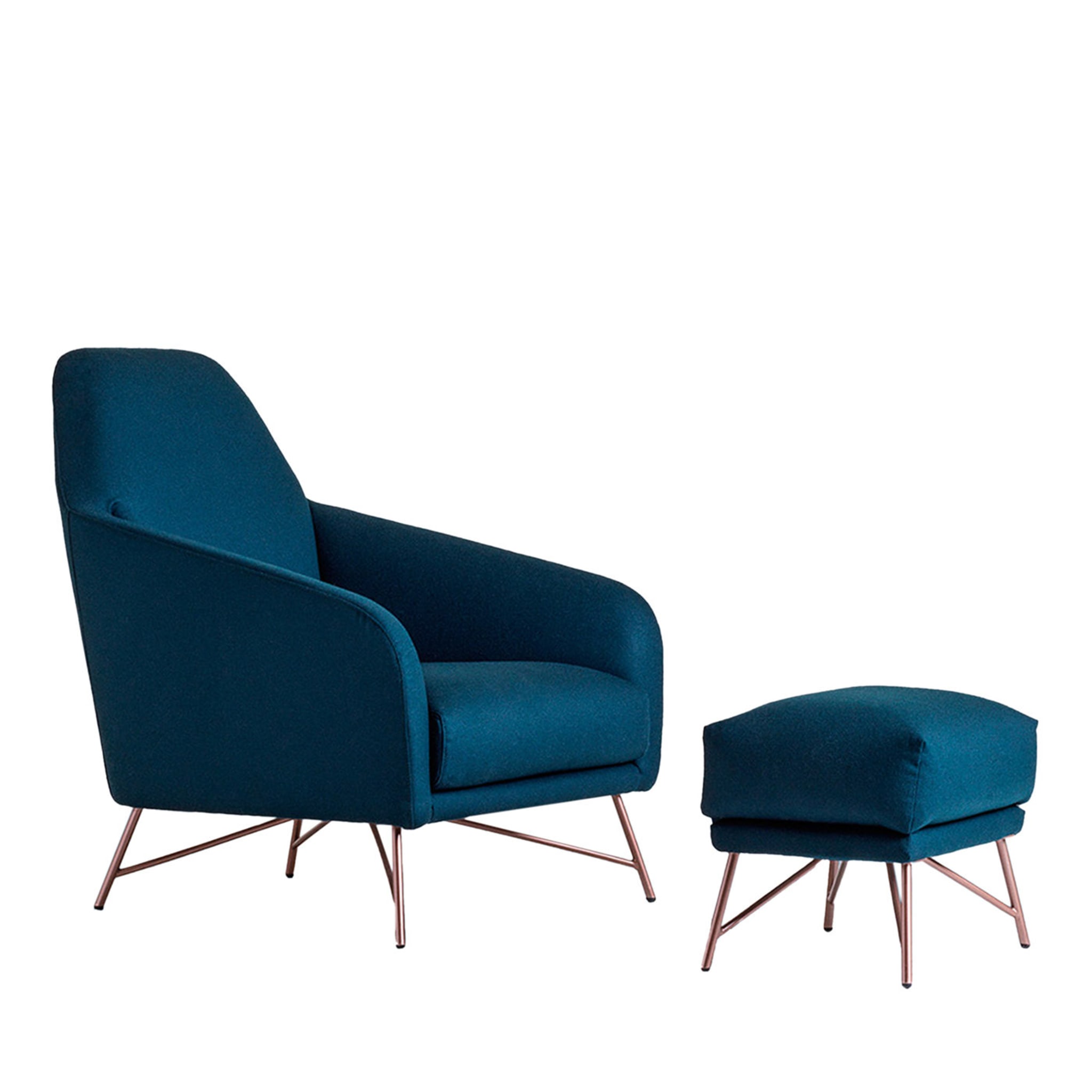 Wilma Set of Blue Armchair and Pouf by Angeletti Ruzza - Main view