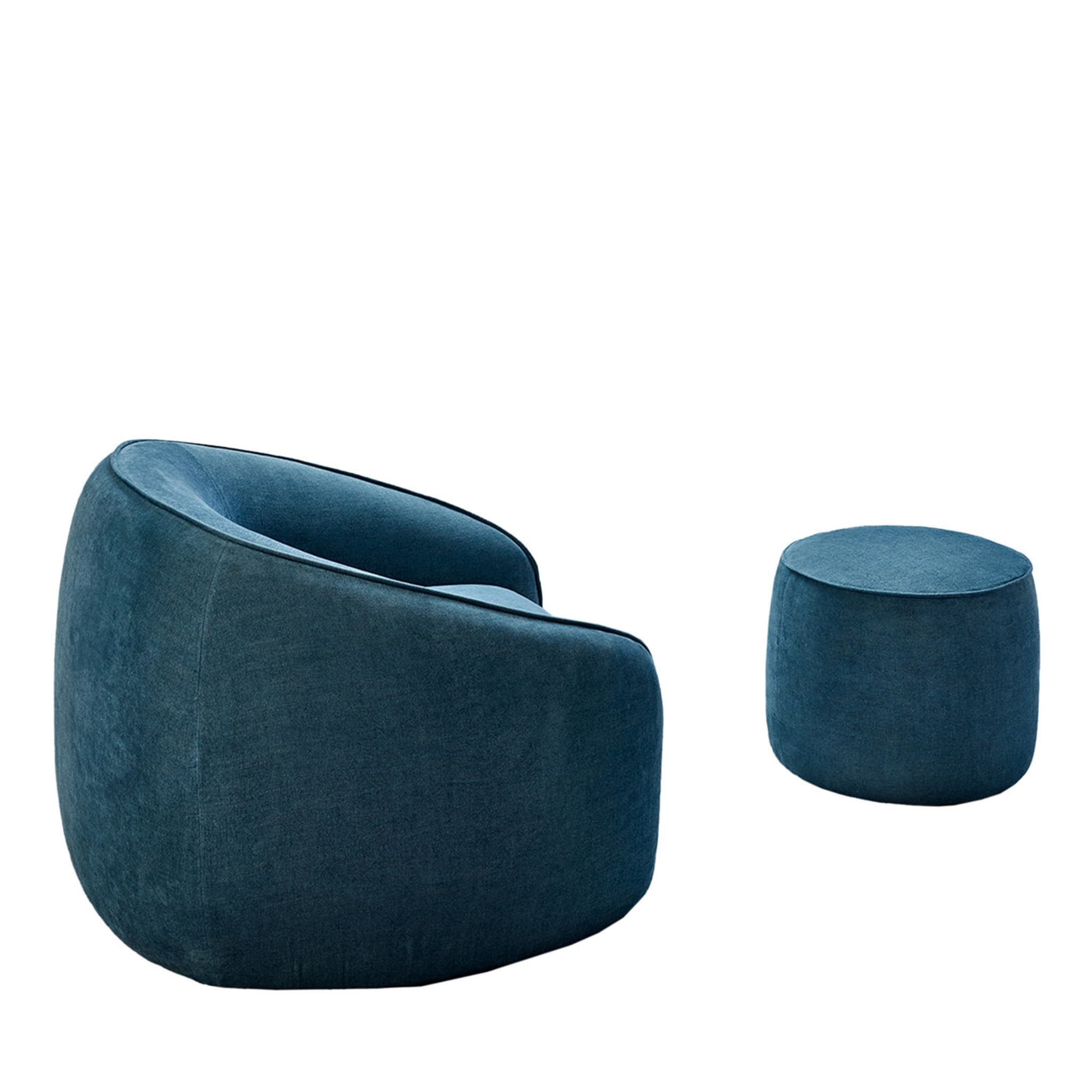 Baloo Set of Blue Armchair and Pouf by Radice & Orlandini - Main view