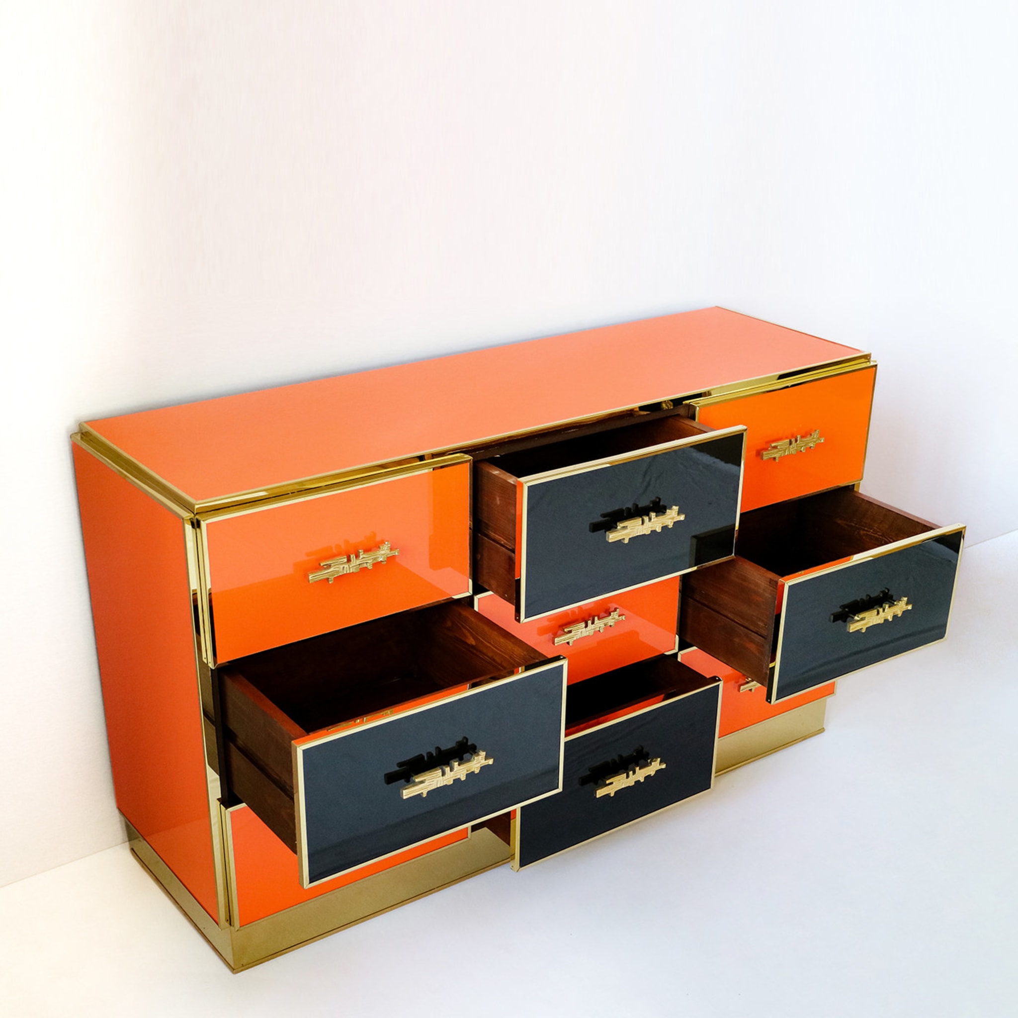 Schwarz-orangefarbene Schubladen-Kommode - Alternative Ansicht 3
