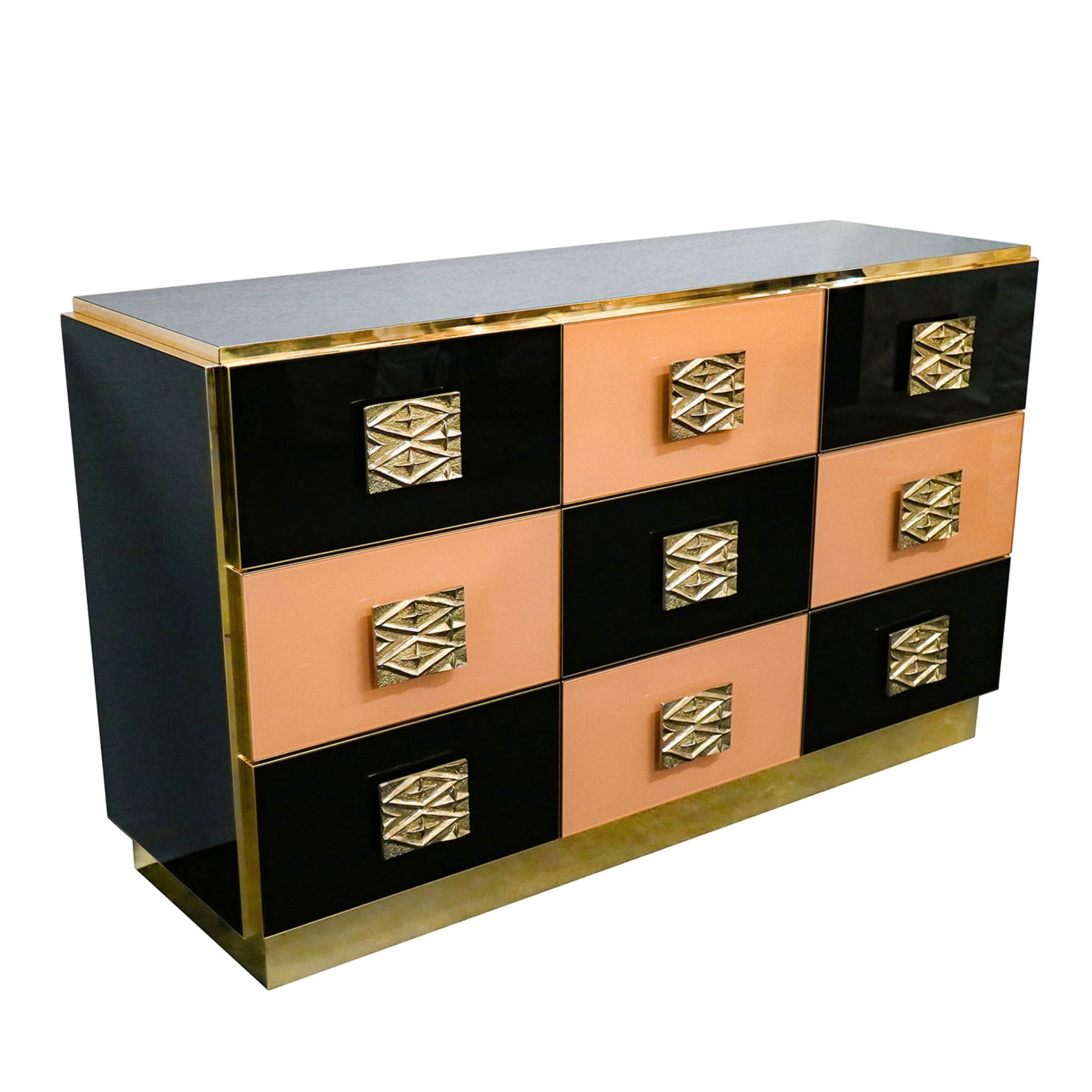 Brass and Wood Chest of Drawers - Main view