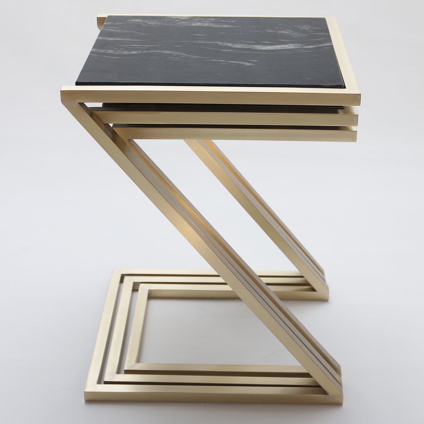 Zumm Zum Zu Set of 3 Black Marble Nesting Tables - Francesco Della Femina