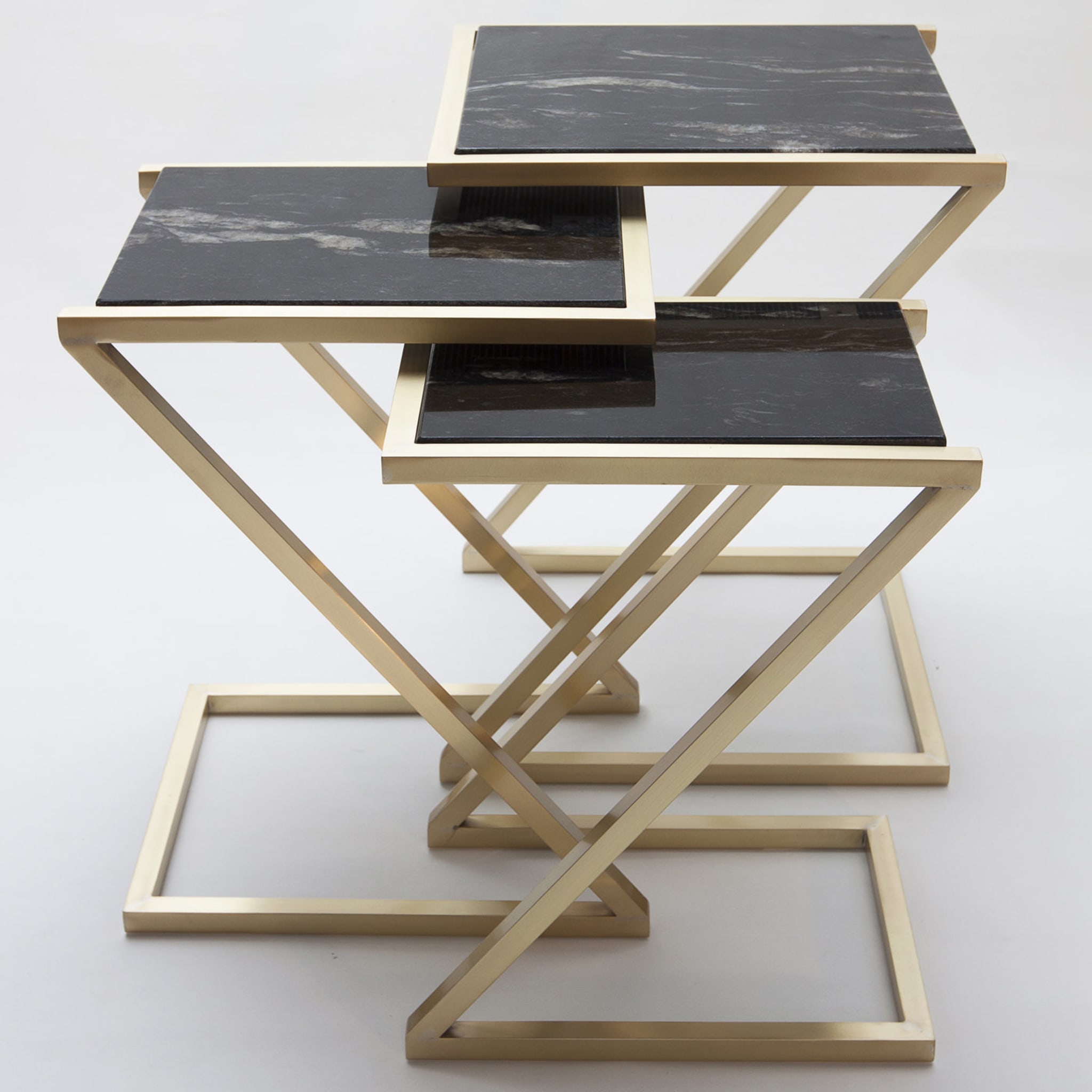 Zumm Zum Zu Set of 3 Black Marble Nesting Tables - Alternative view 2