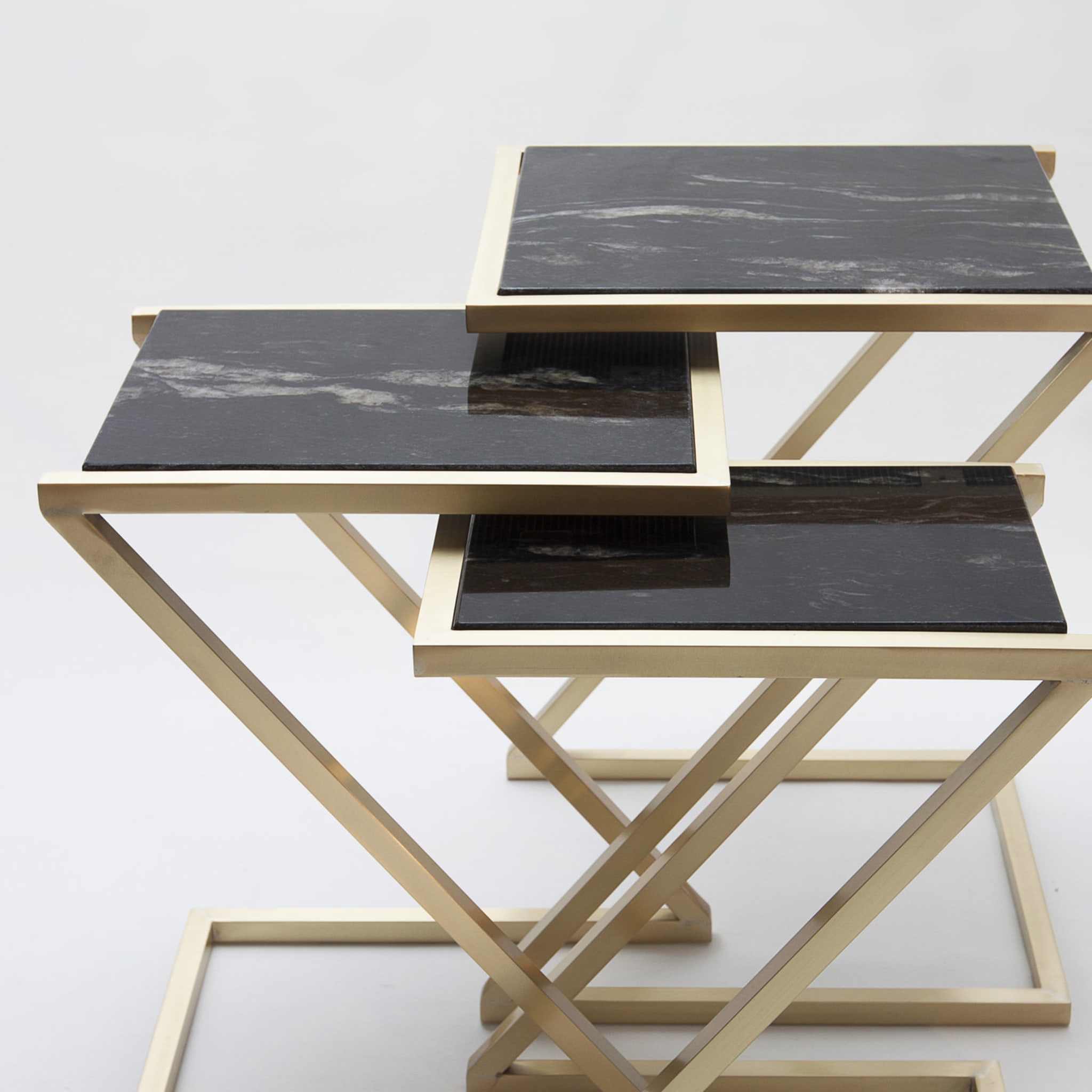 Zumm Zum Zu Set of 3 Black Marble Nesting Tables - Alternative view 3