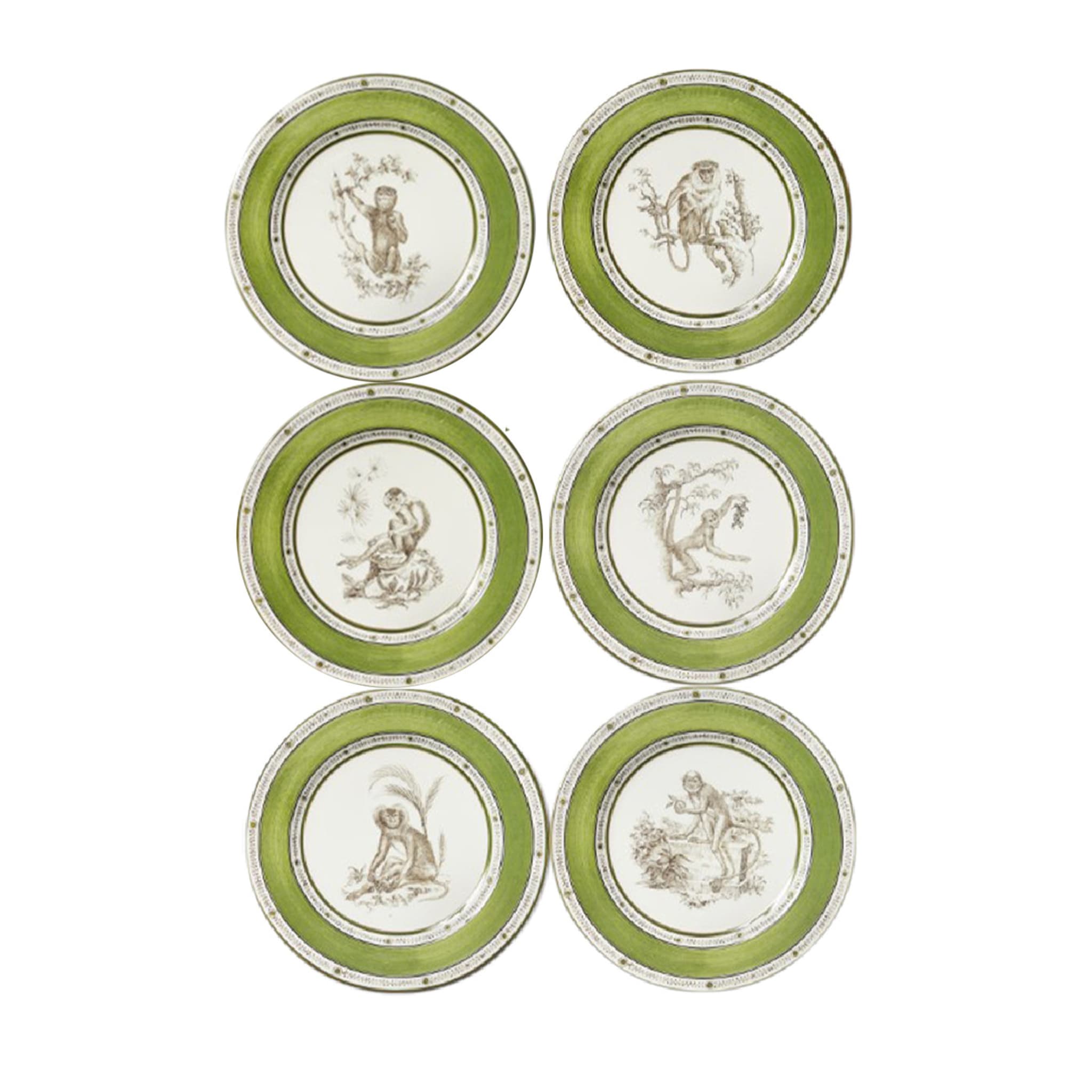 Green Monkeys Set of 6 Dessert Plates #2 - Main view