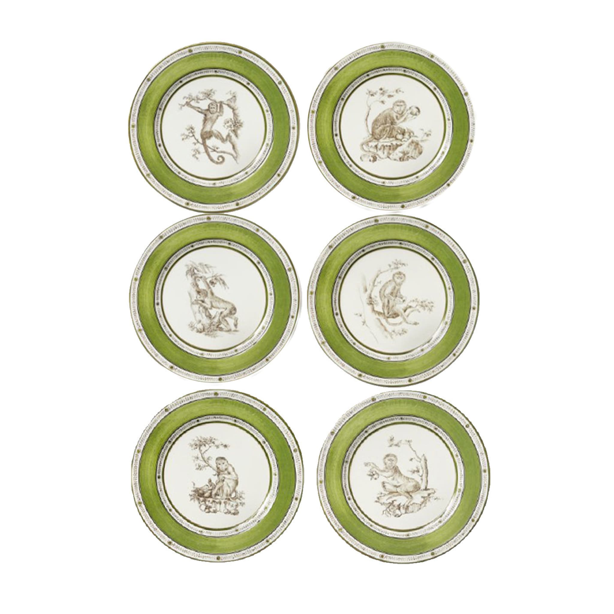 Green Monkeys Set of 6 Dessert Plates #1 - Main view