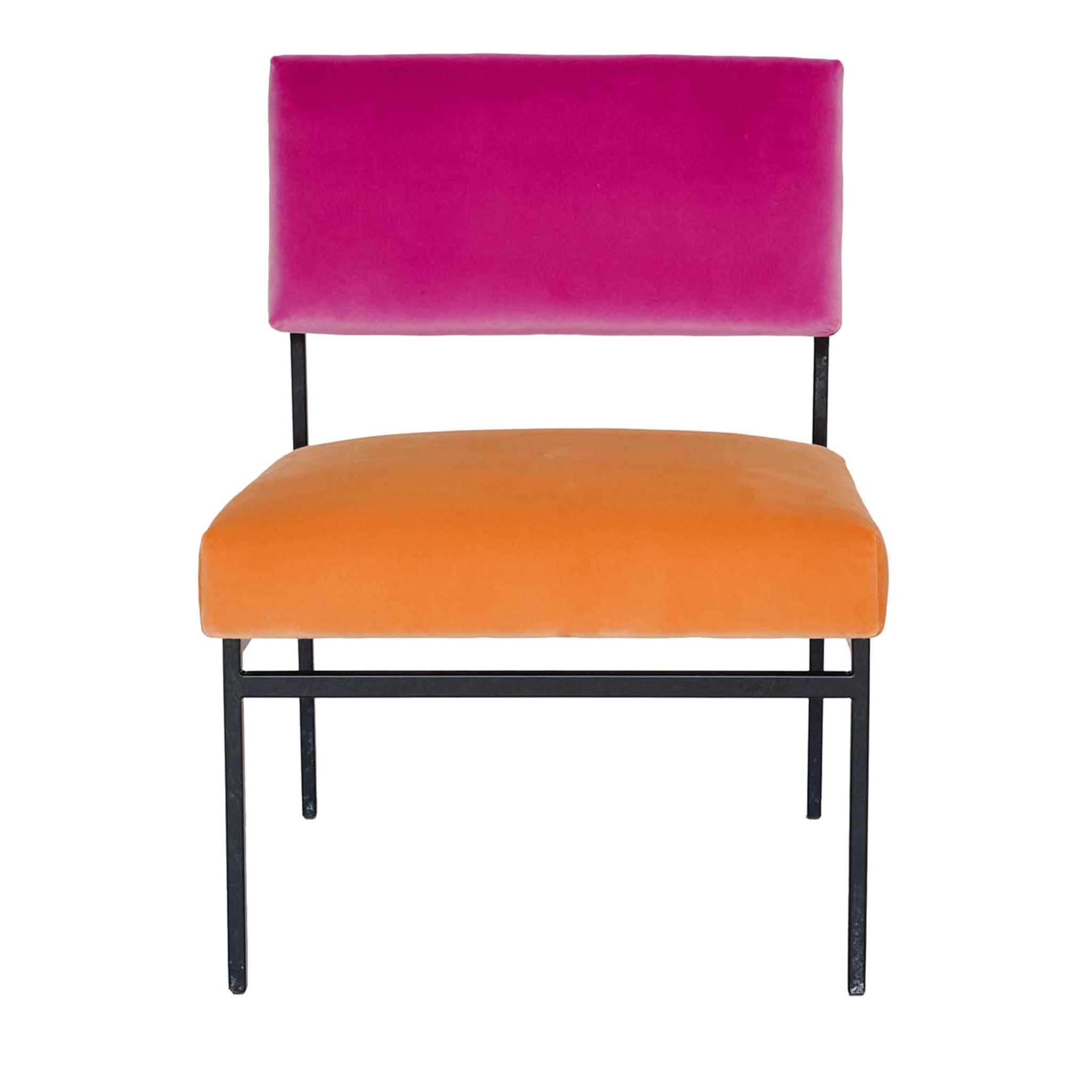 Chaise longue en velours orange et rose Aurea - Vue principale