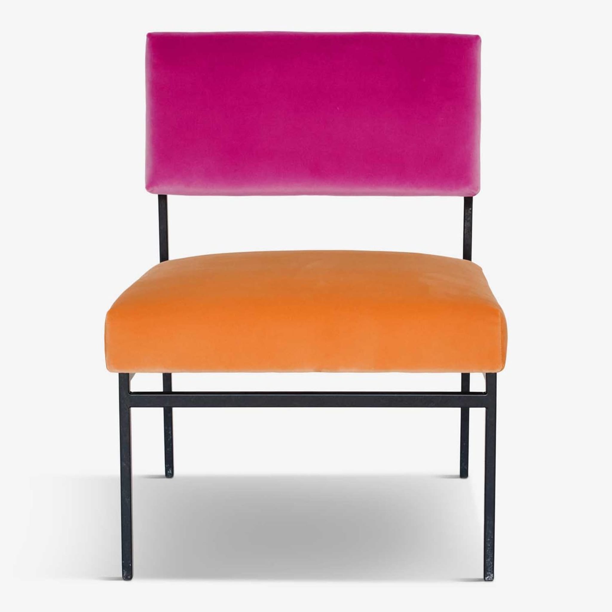 Aurea Orange and Pink Velvet Lounge Chair - Alternative view 1