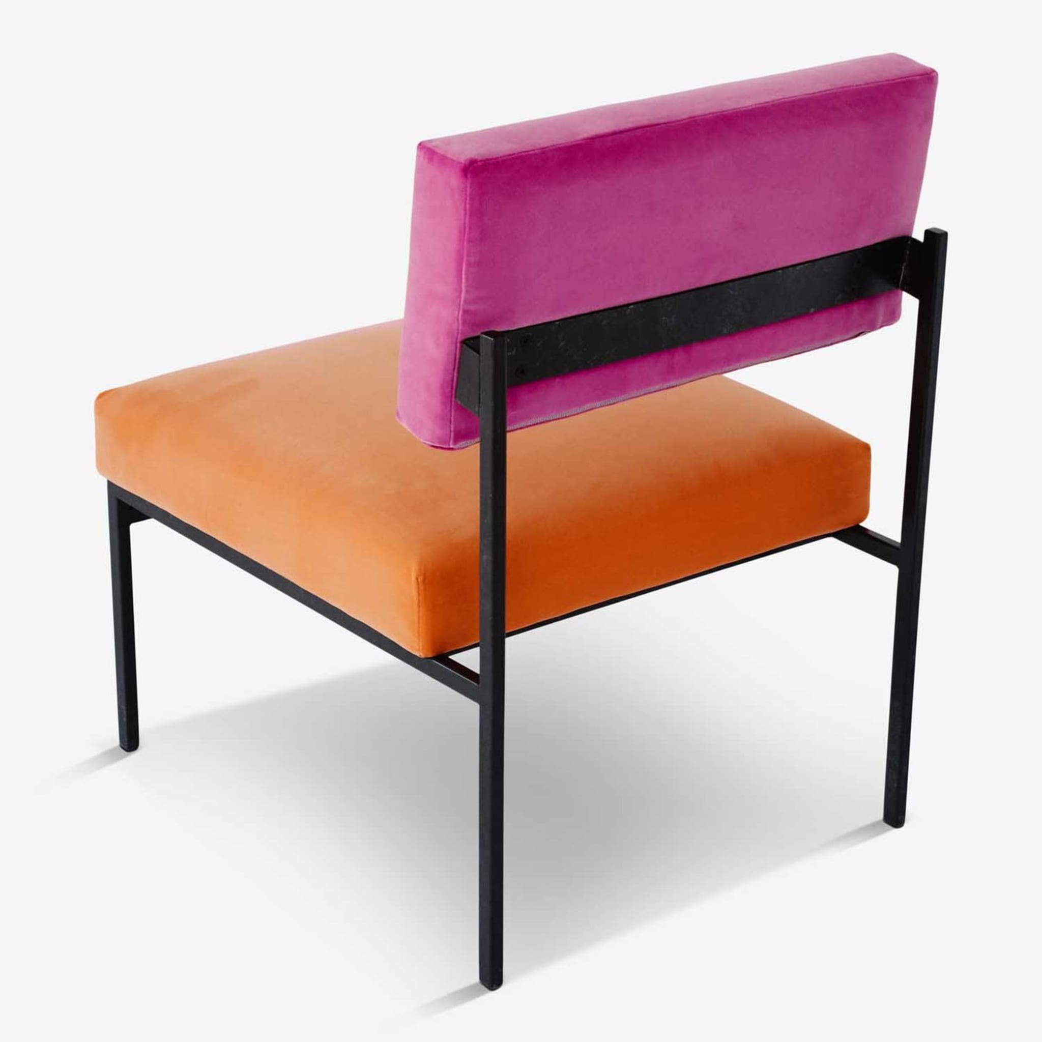 Aurea Orange and Pink Velvet Lounge Chair - Alternative view 2