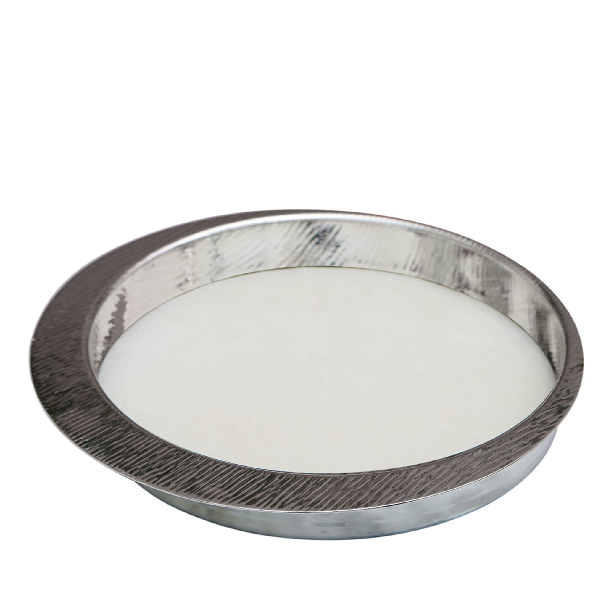 Firenze Round Silver and Cream White Empty Pocket Tray - Main view