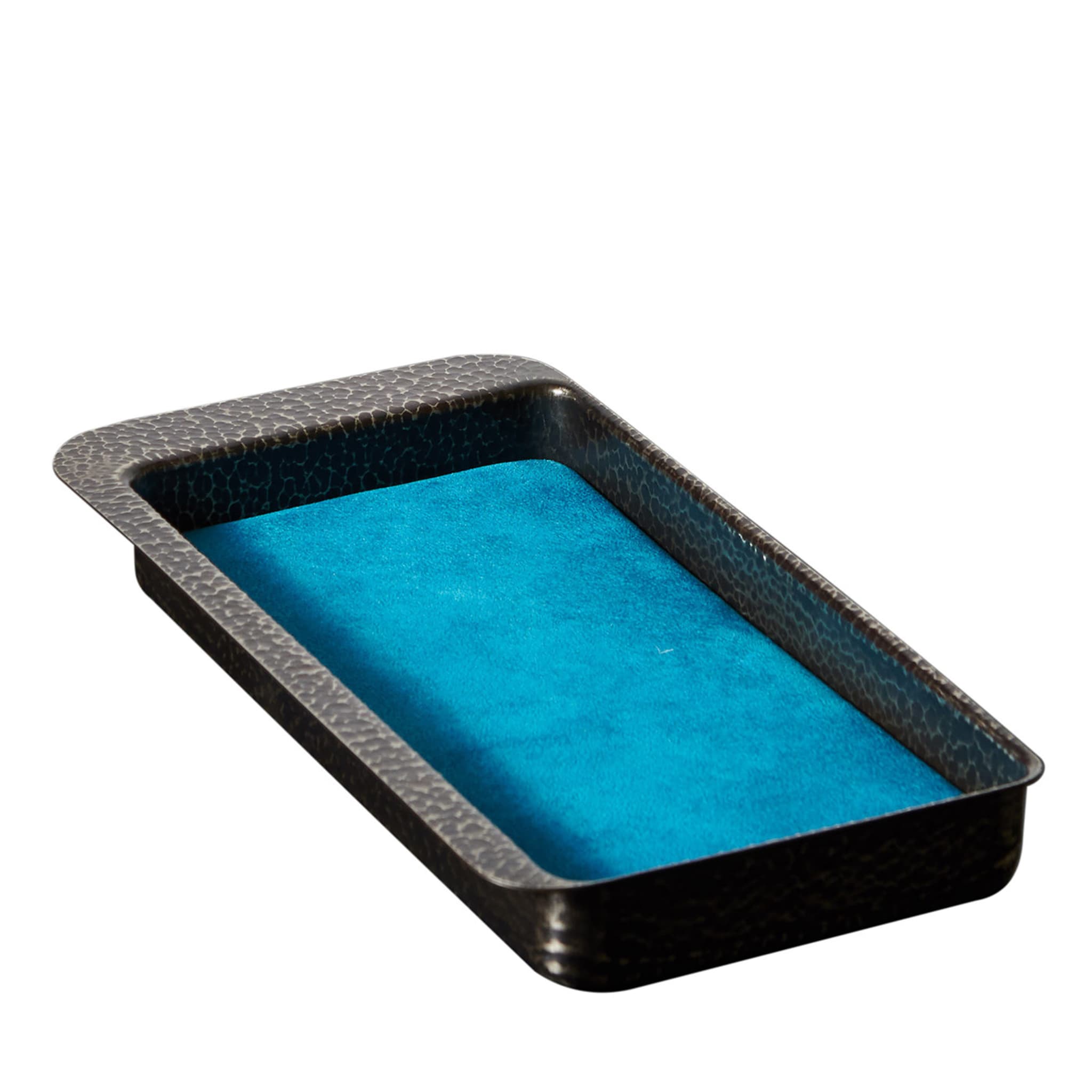 Firenze Rectangular Burnished and Light Blue Empty Pocket Tray - Main view