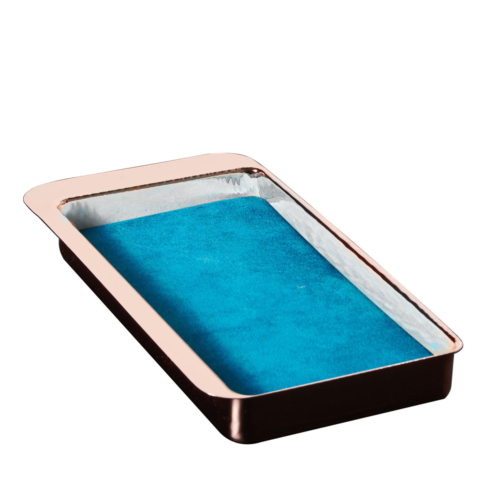 Firenze Rectangular Copper and Light Blue Empty Pocket Tray - Main view