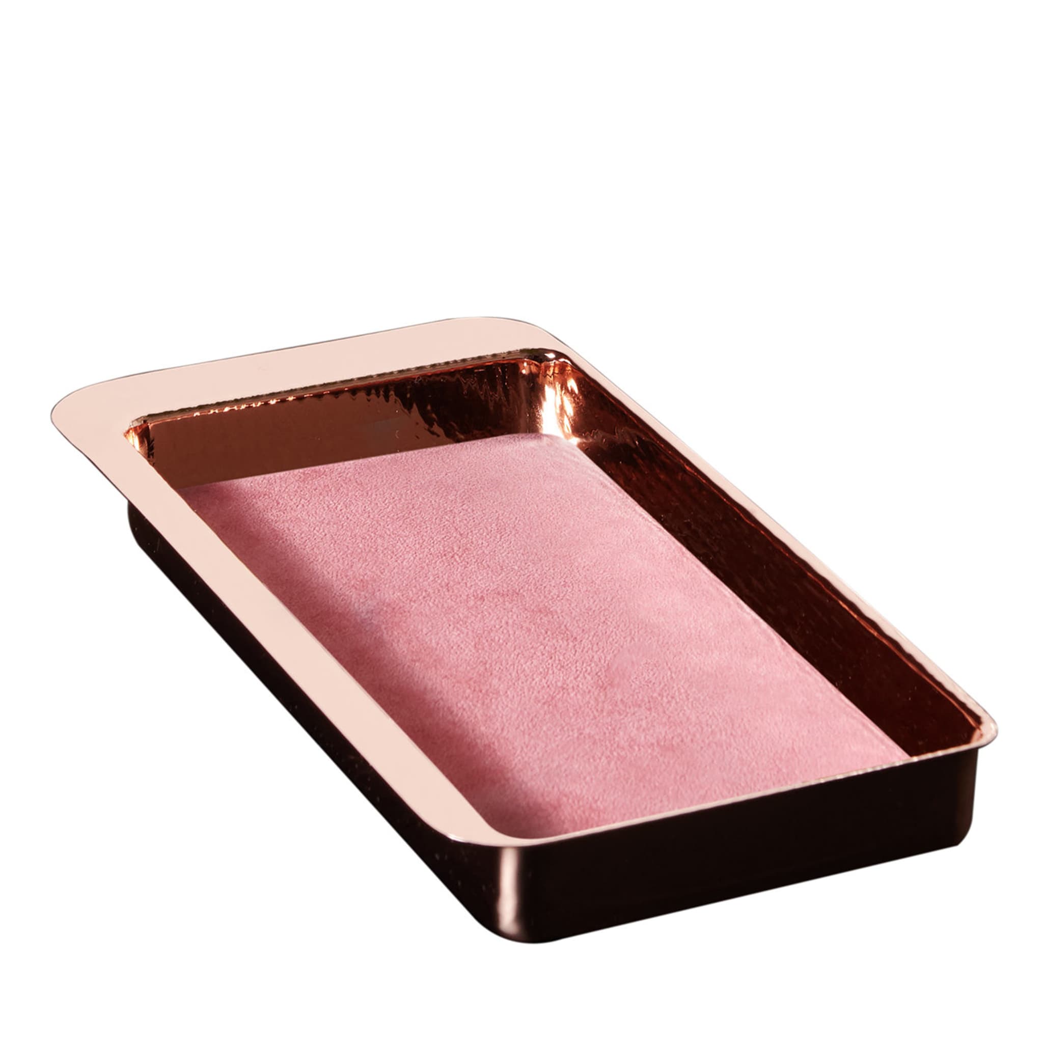 Firenze Rectangular Copper and Pink Empty Pocket Tray - Main view