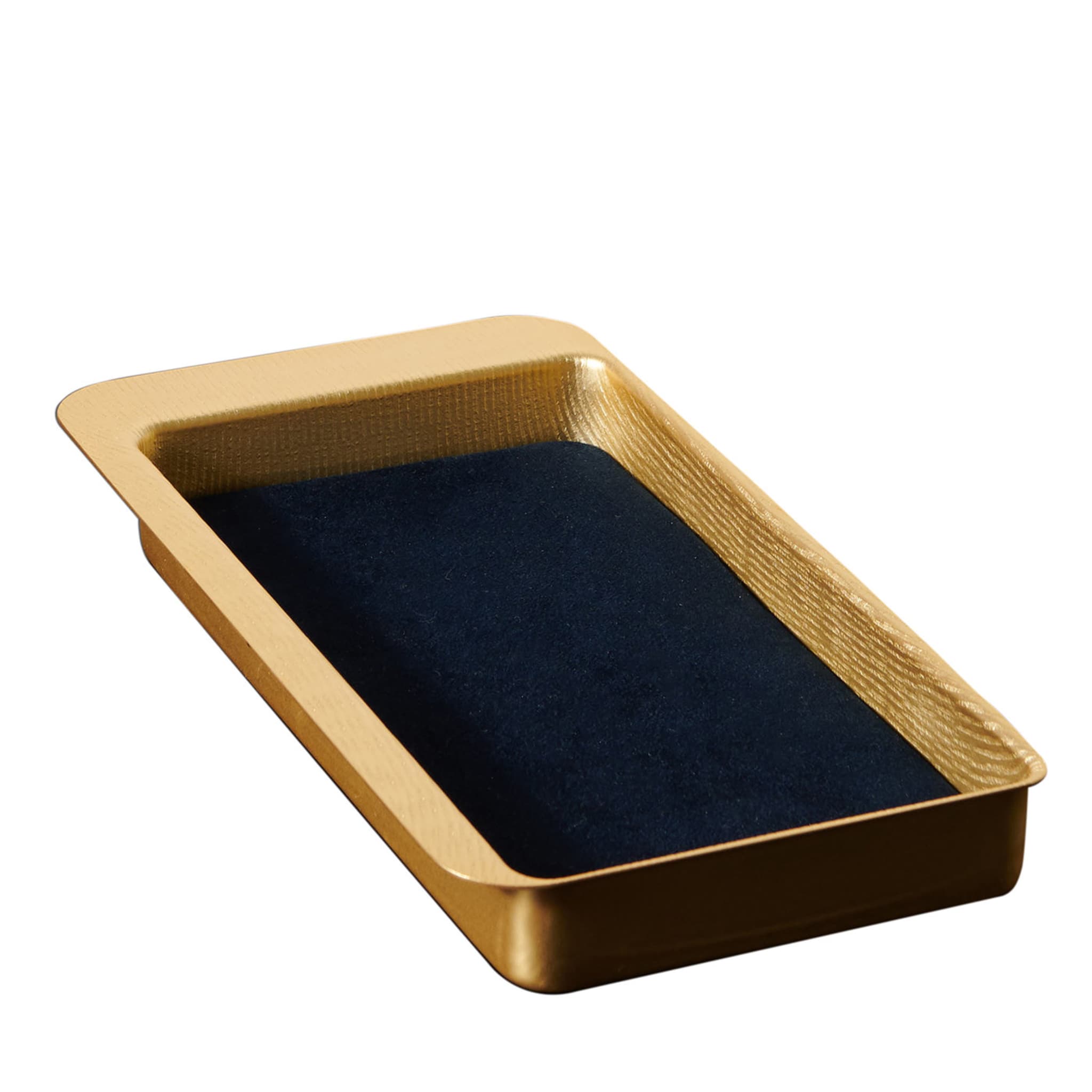 Firenze Rectangular Gold and Blue Empty Pocket Tray - Main view