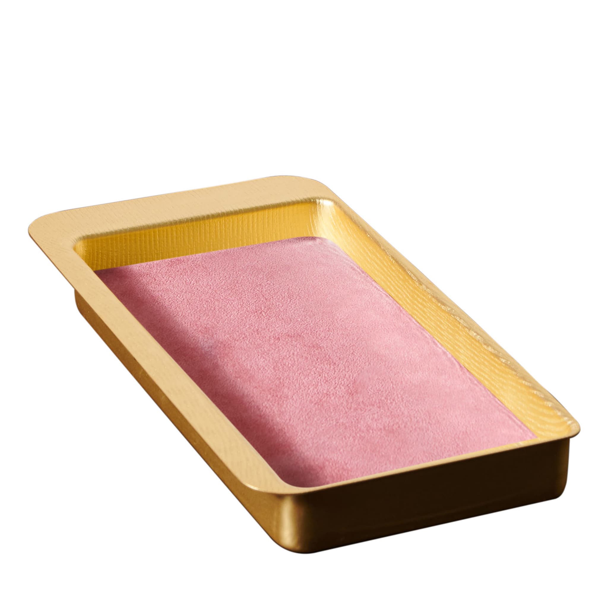 Firenze Rectangular Gold and Pink Empty Pocket Tray - Main view