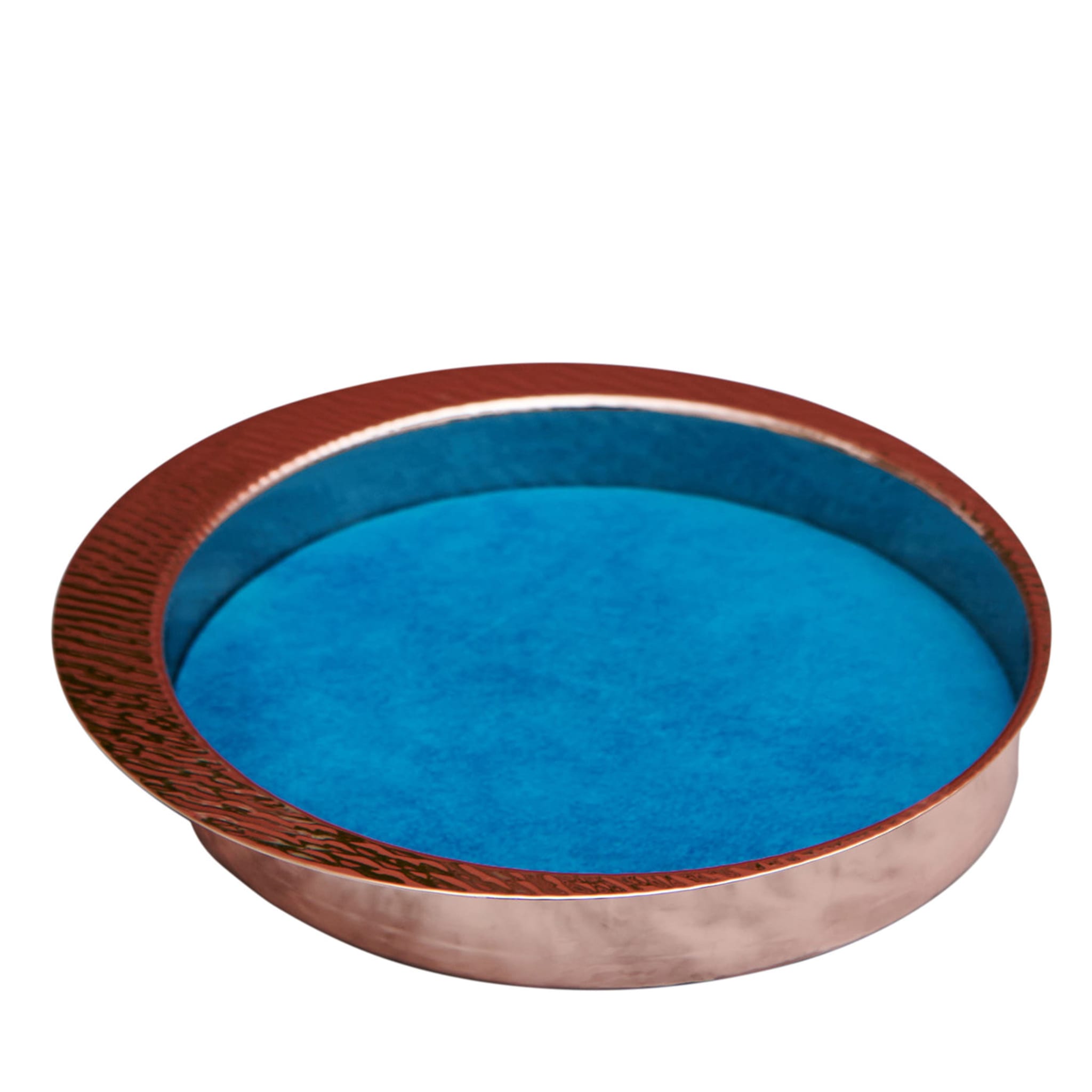 Firenze Round Copper and Light Blue Empty Pocket Tray - Main view