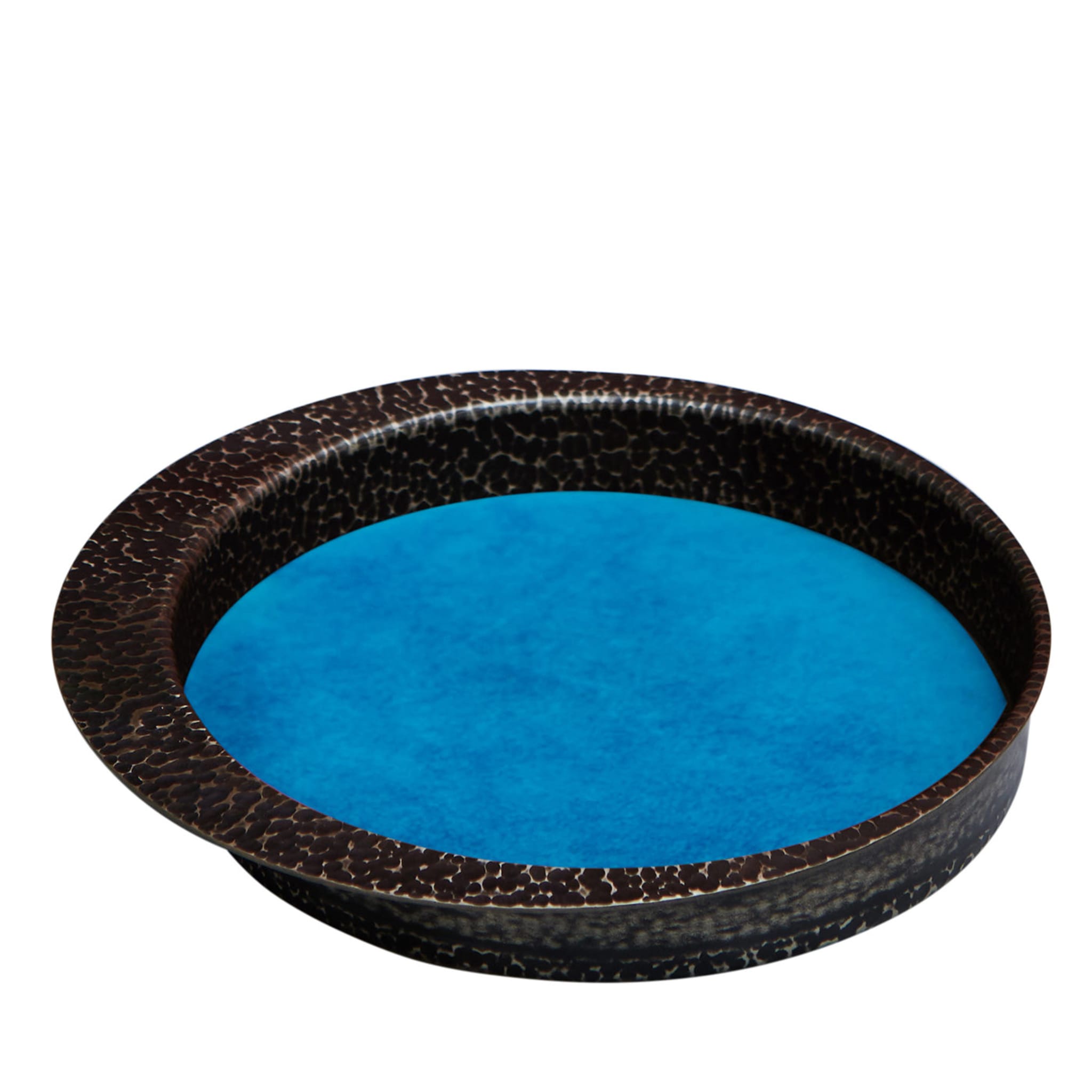 Firenze Round Burnished and Light Blue Empty Pocket Tray - Main view