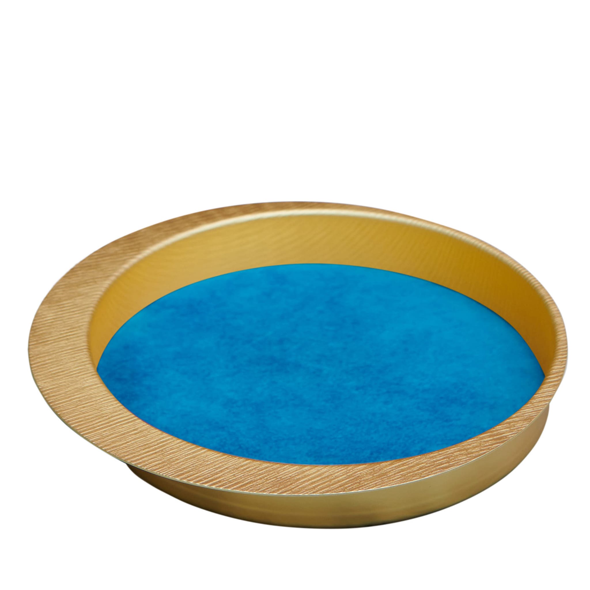 Firenze Round Gold and Light Blue Empty Pocket Tray - Main view